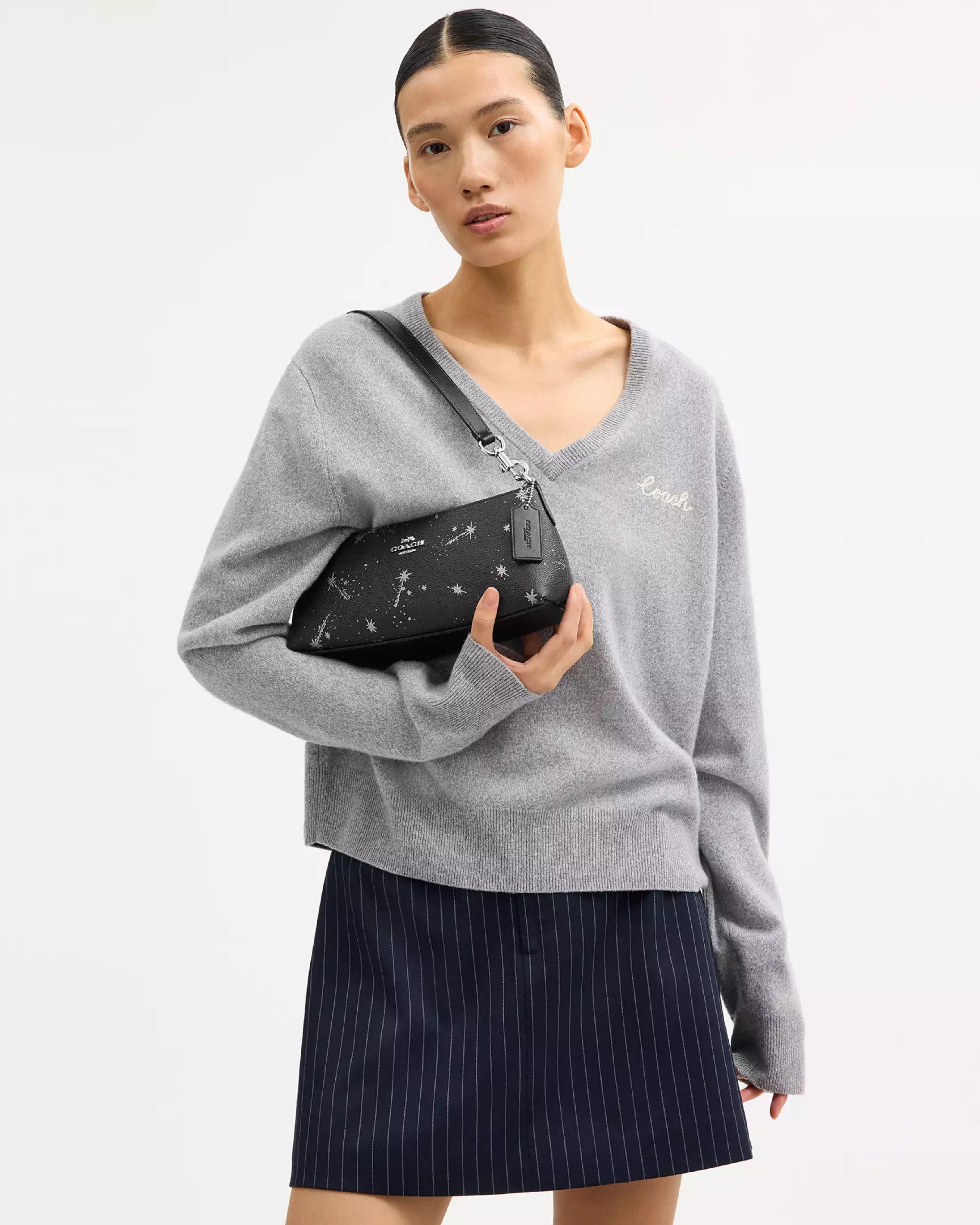 Coach Charlotte Shoulder Bag With Star Print 'Silver Black Multi'