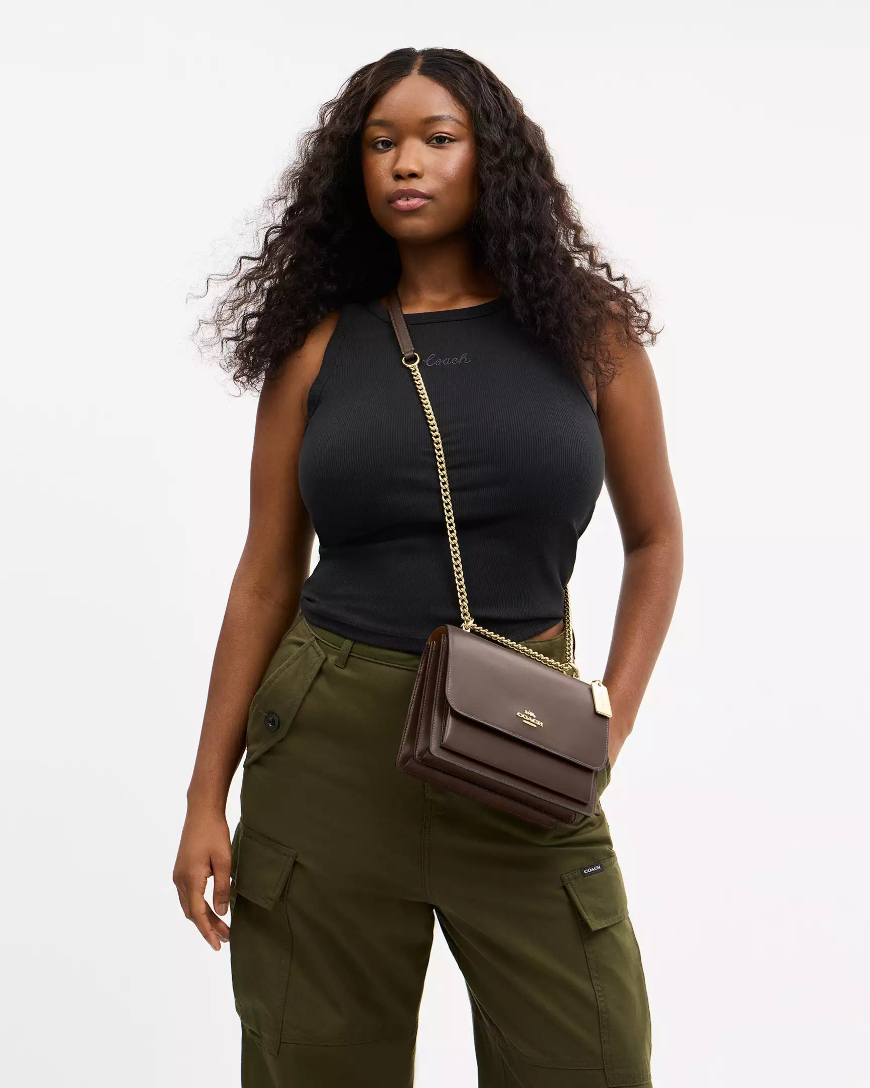 Coach Klare Crossbody Bag In Signature Canvas 'Calf Leather Gold Dark Stone'