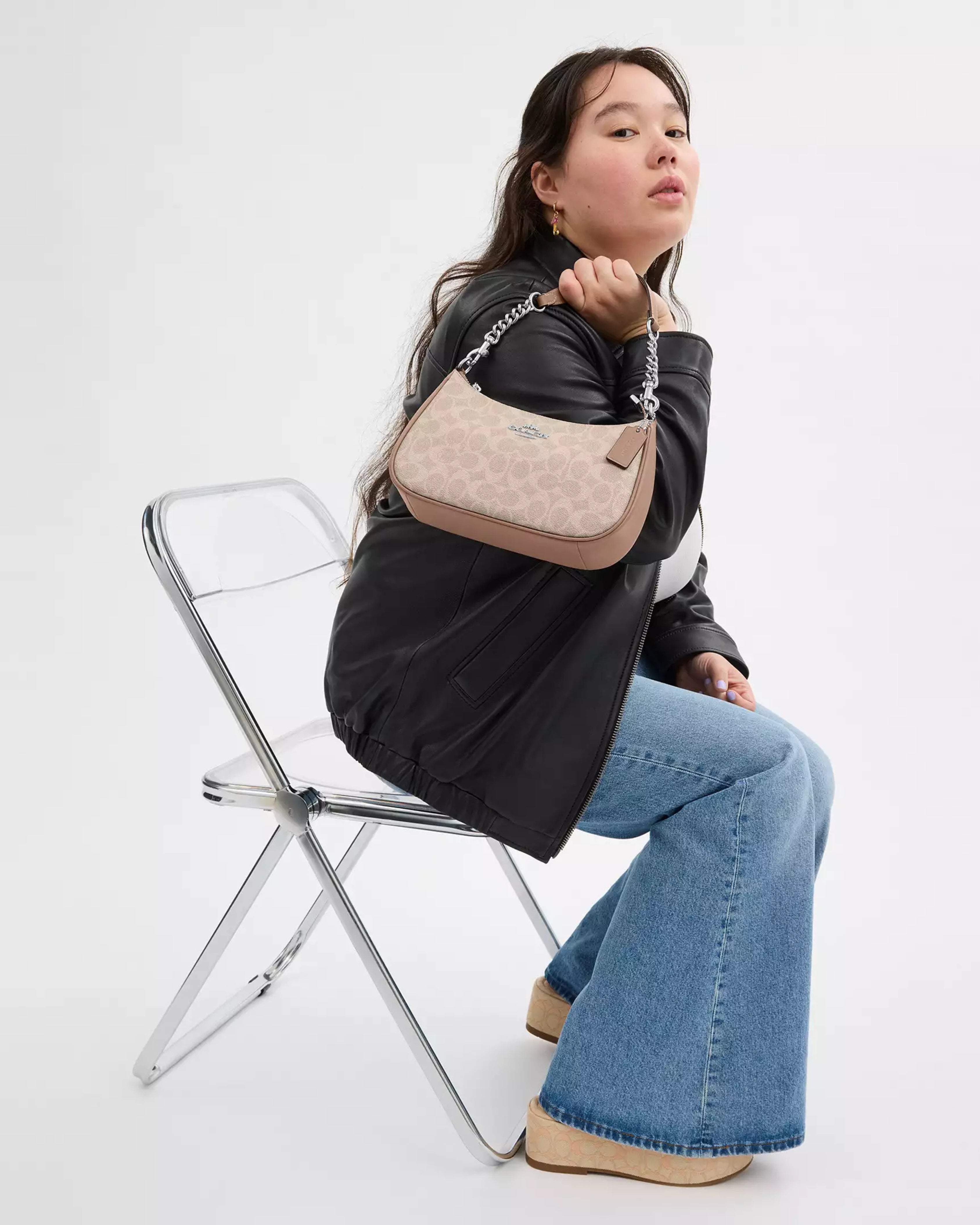 Coach Teri Shoulder Bag In Signature Canvas 'Silver Sand Taupe'