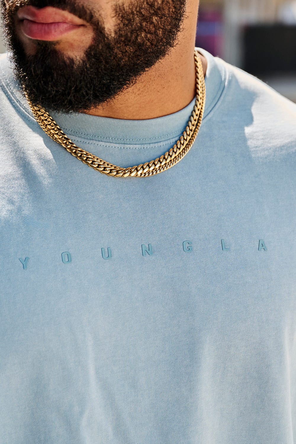 YoungLA 4219 - Summer Peached Tees 'Light Blue Wash'