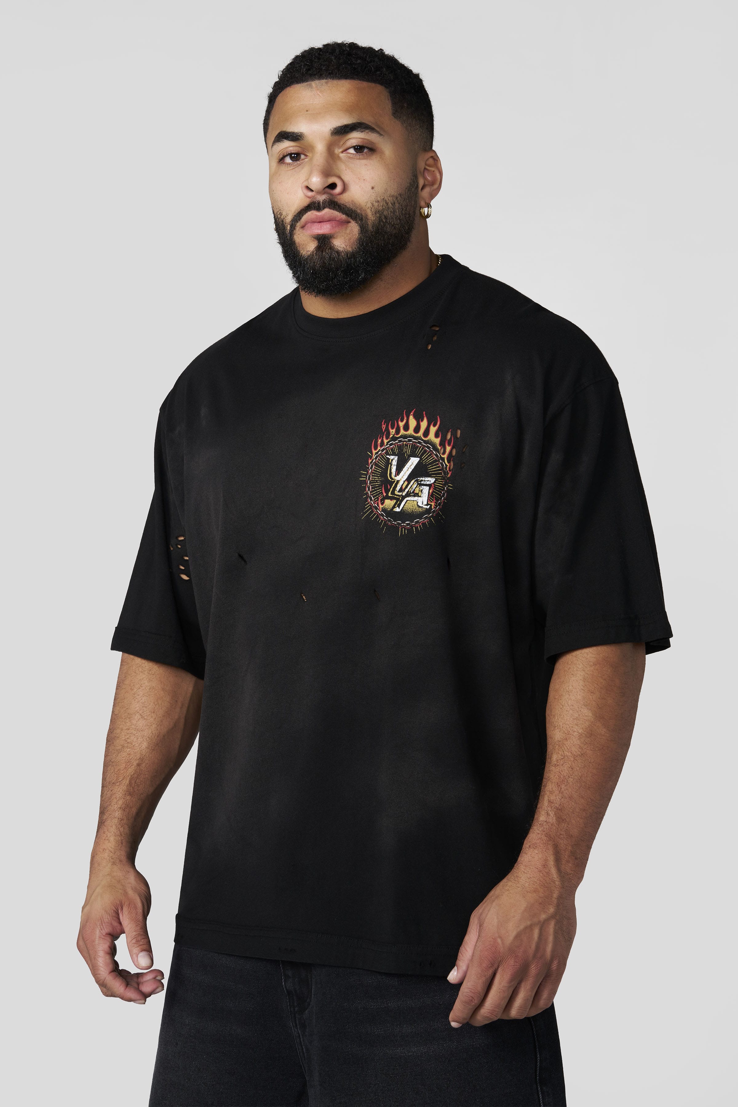 YoungLA 4008 - Ring of Fire Tees 'Black Wash'