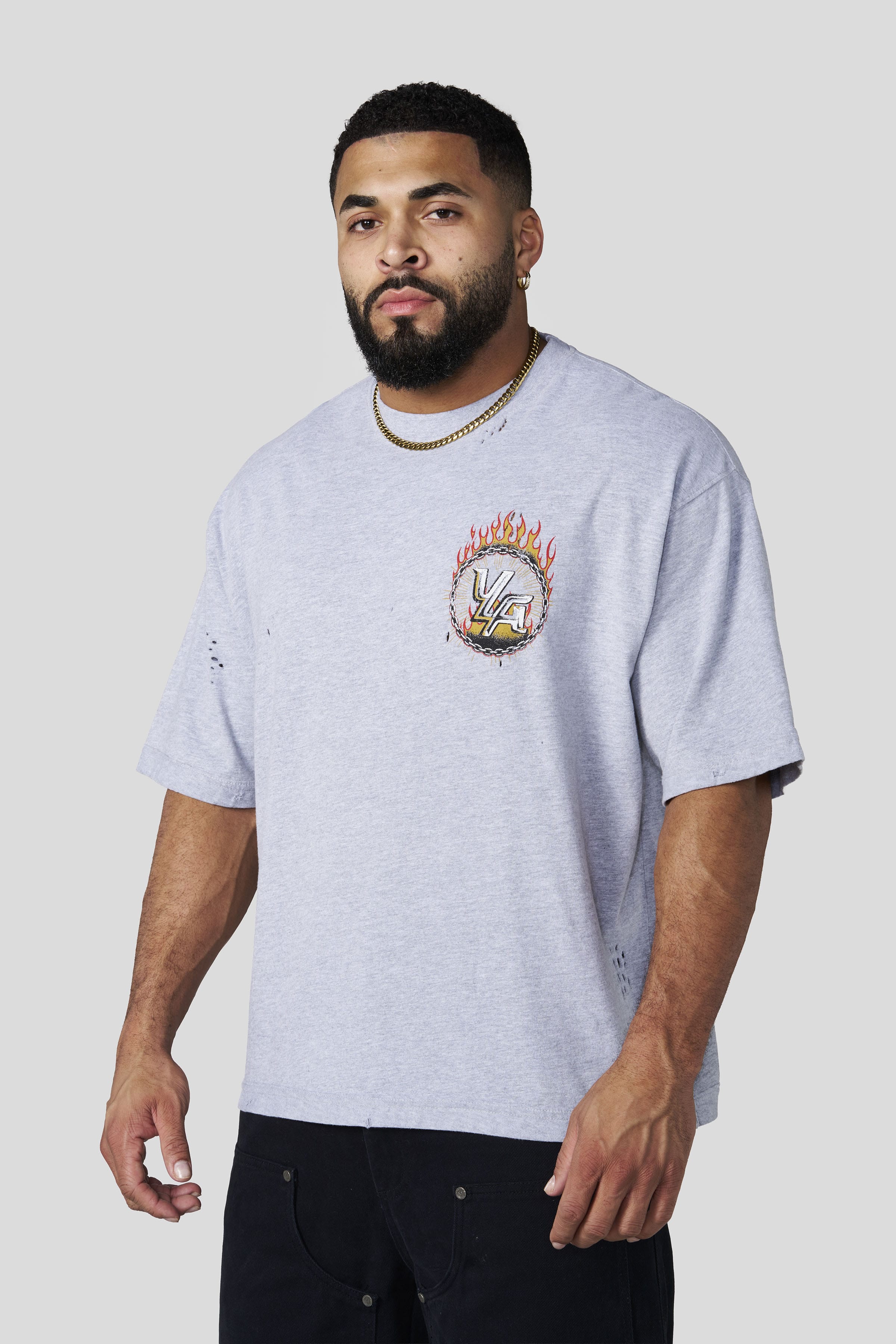 YoungLA 4008 - Ring of Fire Tees 'Heather Grey'
