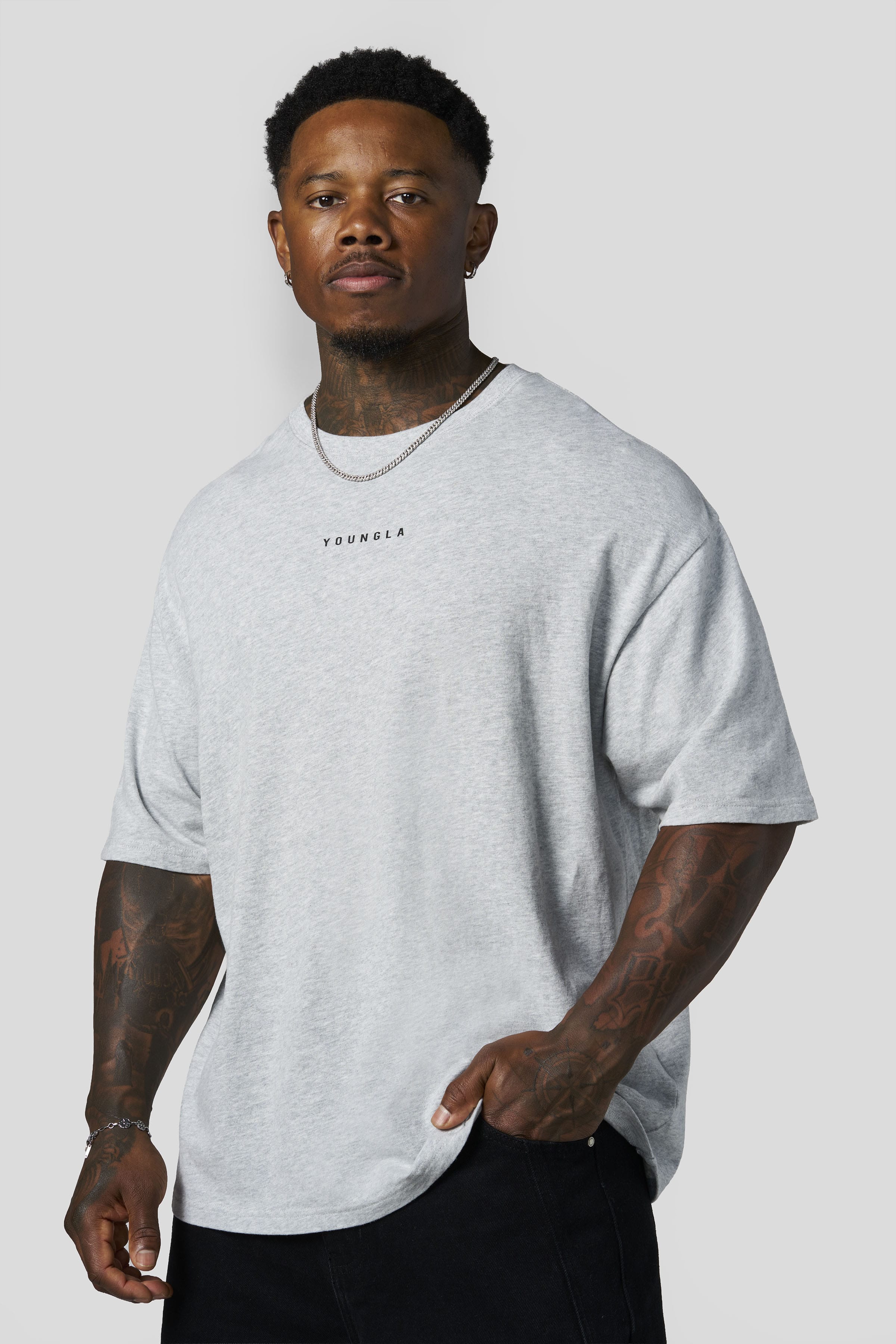 YoungLA 4034 - Japanese Cotton Tees 'Heather Grey'