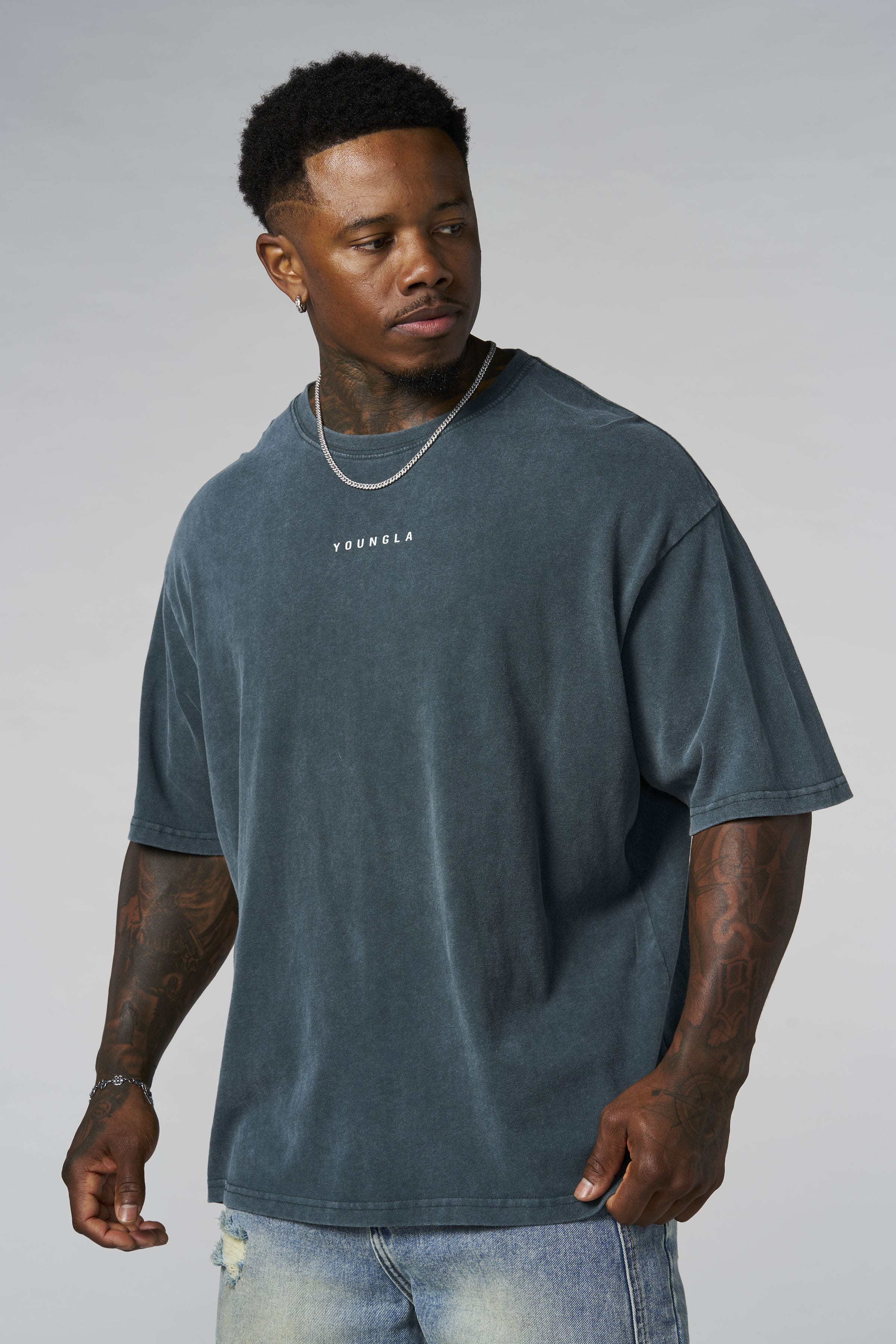 YoungLA 4034 - Japanese Cotton Tees 'Teal Wash'