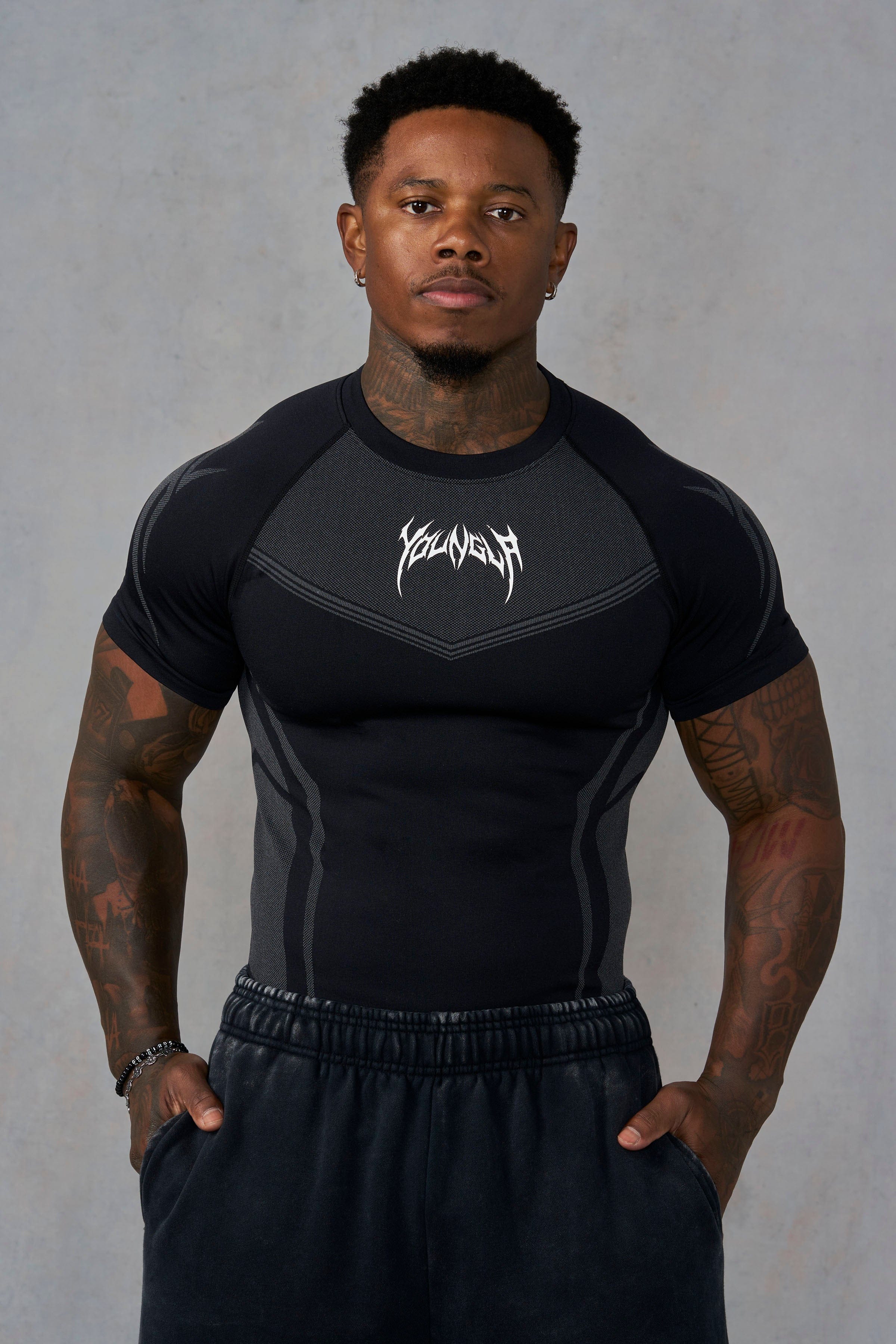Young La 4065 - Warrior X Compression Tees 'Black Grey'