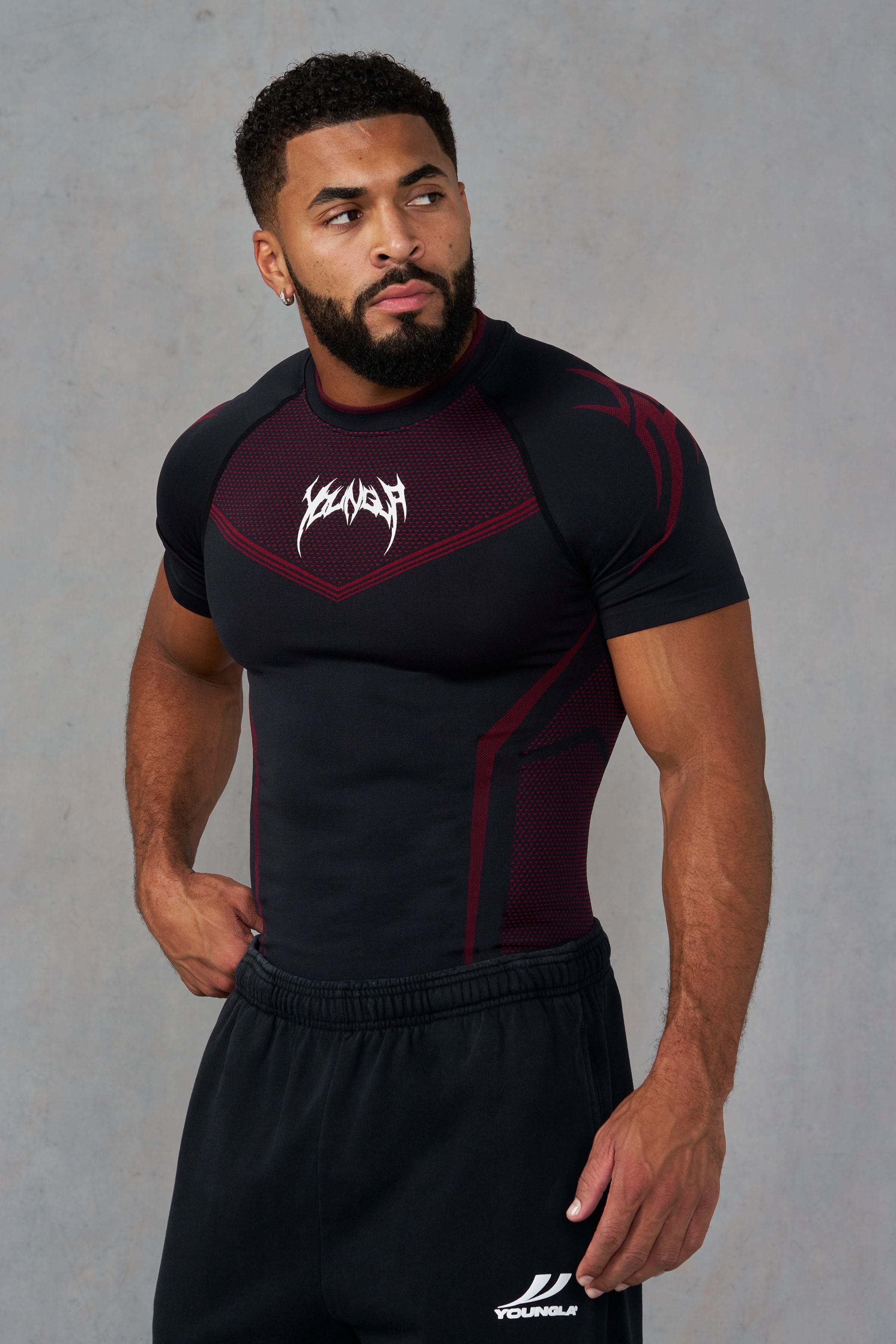 Young La 4065 - Warrior X Compression Tees 'Black Red'