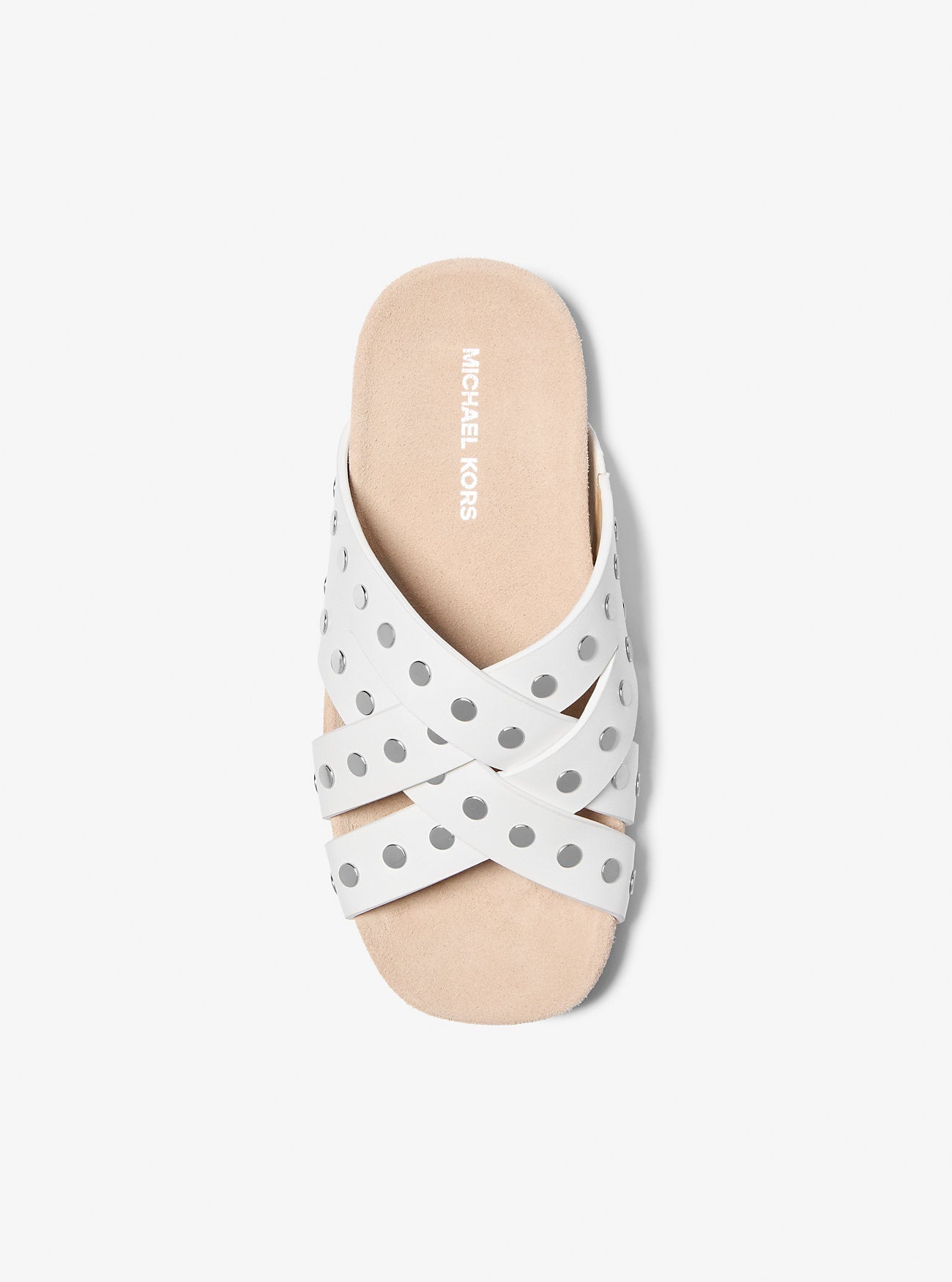Irene Studded Leather Flat Sandal OPTIC WHITE