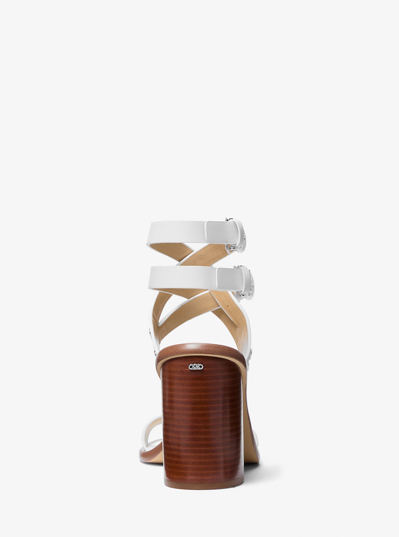 Irene Studded Leather Block Heel Sandal OPTIC WHITE