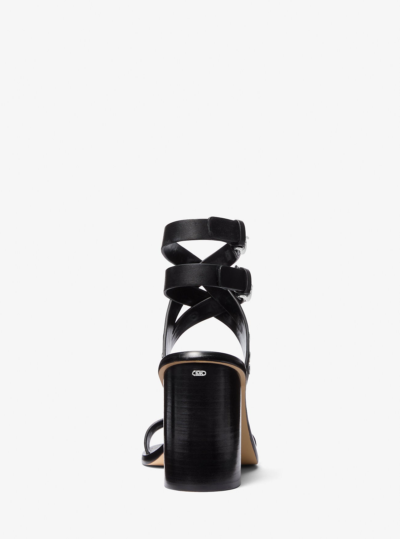 Irene Studded Leather Block Heel Sandal BLACK