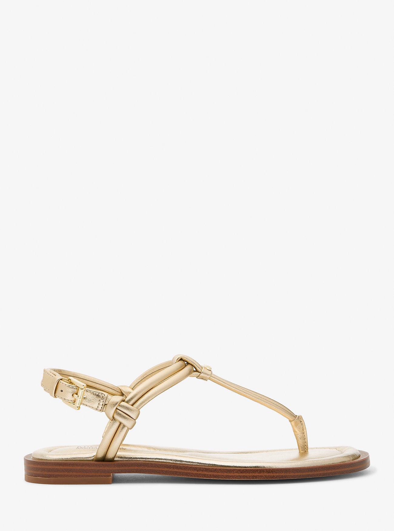 Astra Metallic Leather T-Strap Sandal PALE GOLD