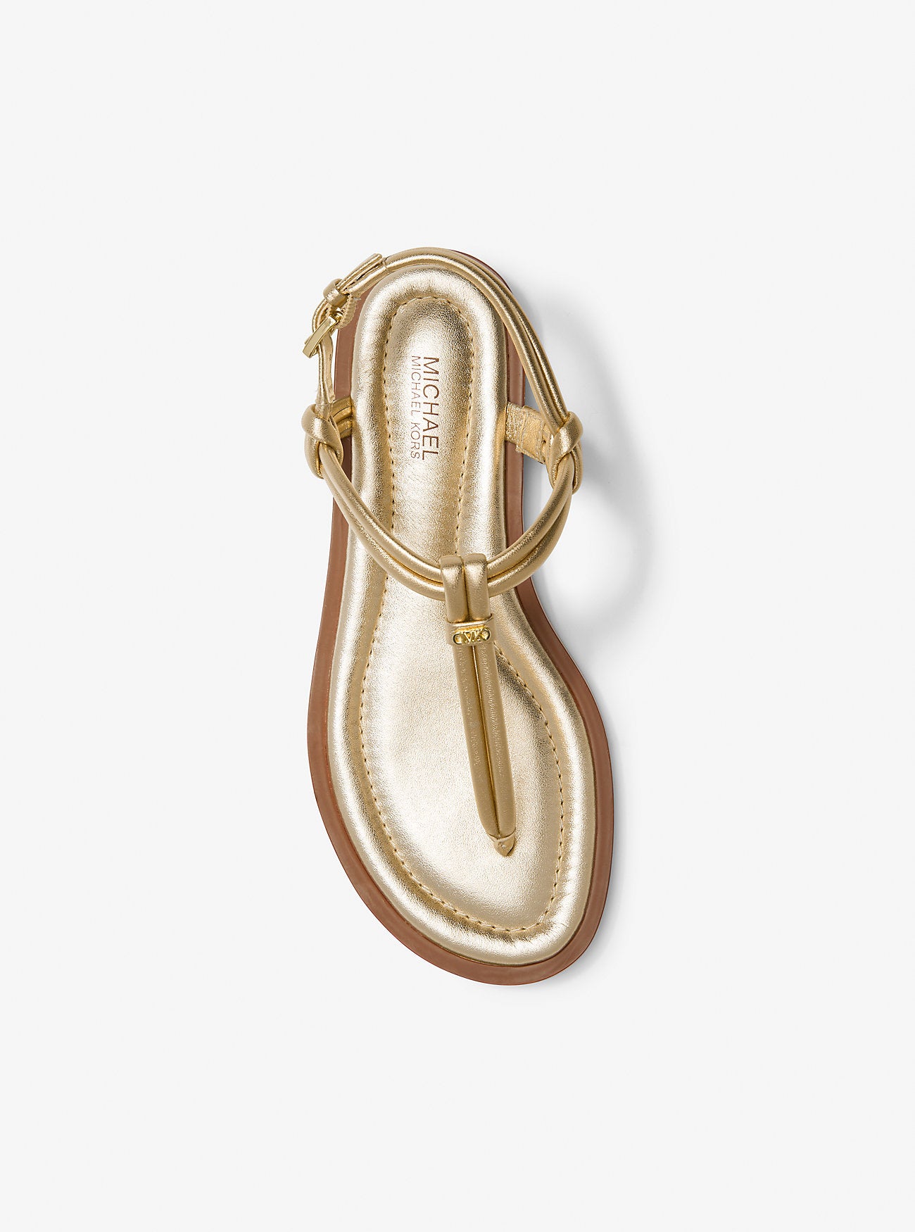 Astra Metallic Leather T-Strap Sandal PALE GOLD