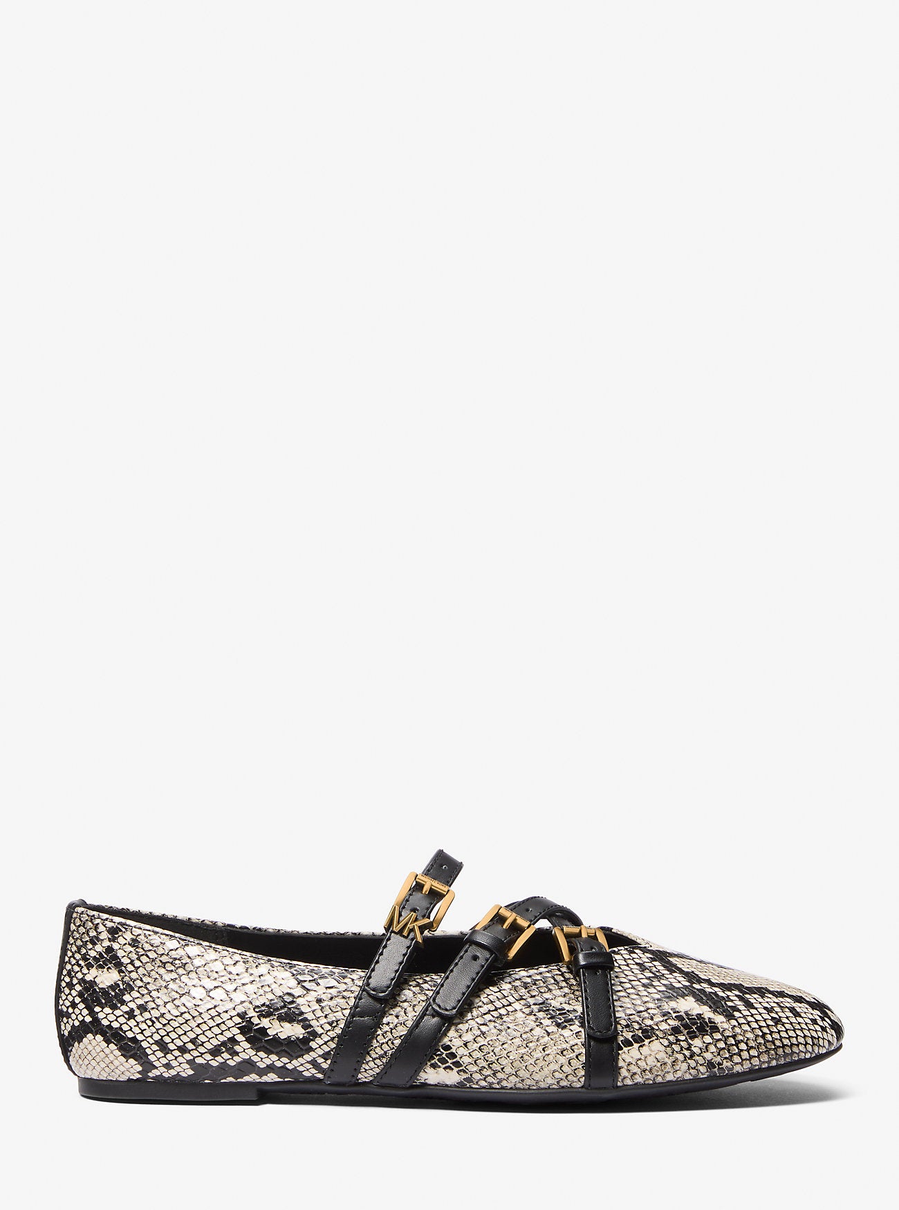 Indy Snake Embossed Leather Ballet Flat NATURAL
