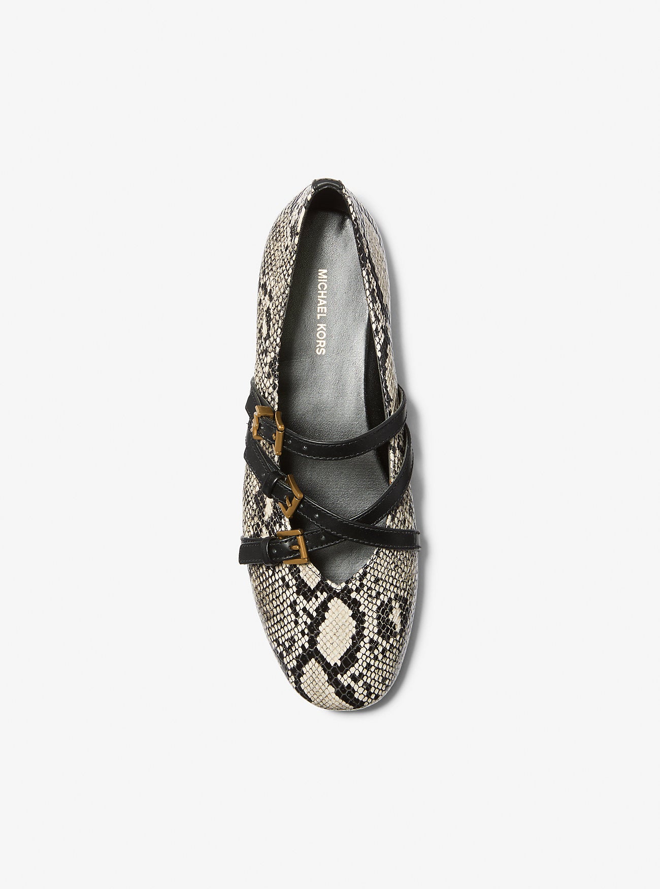 Indy Snake Embossed Leather Ballet Flat NATURAL