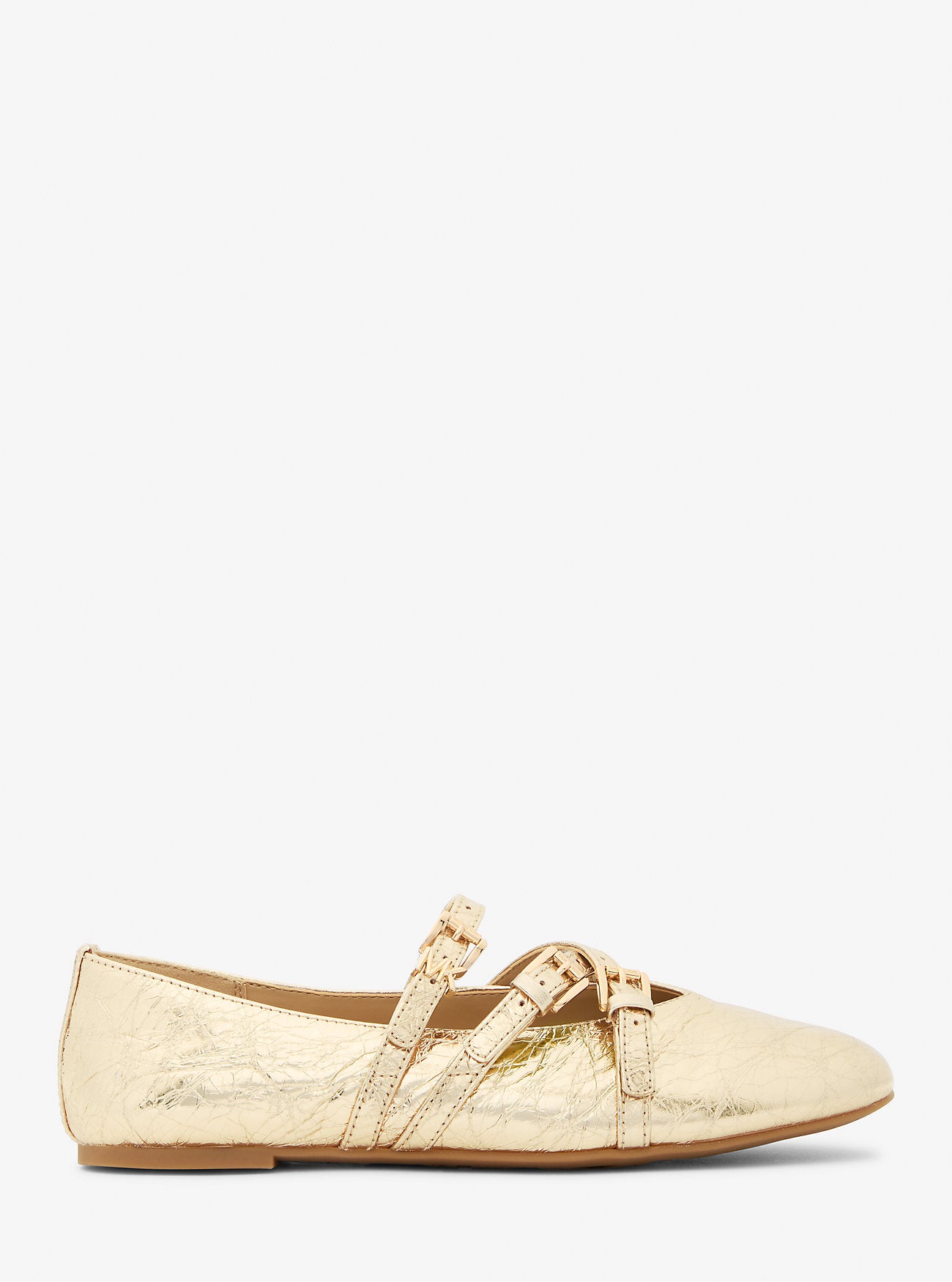 Indy Flex Crackled Metallic Leather Ballet Flat PALE GOLD