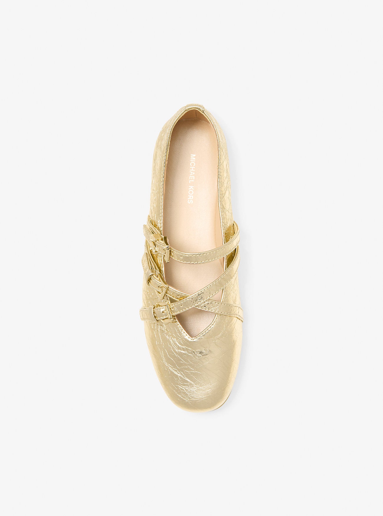Indy Flex Crackled Metallic Leather Ballet Flat PALE GOLD