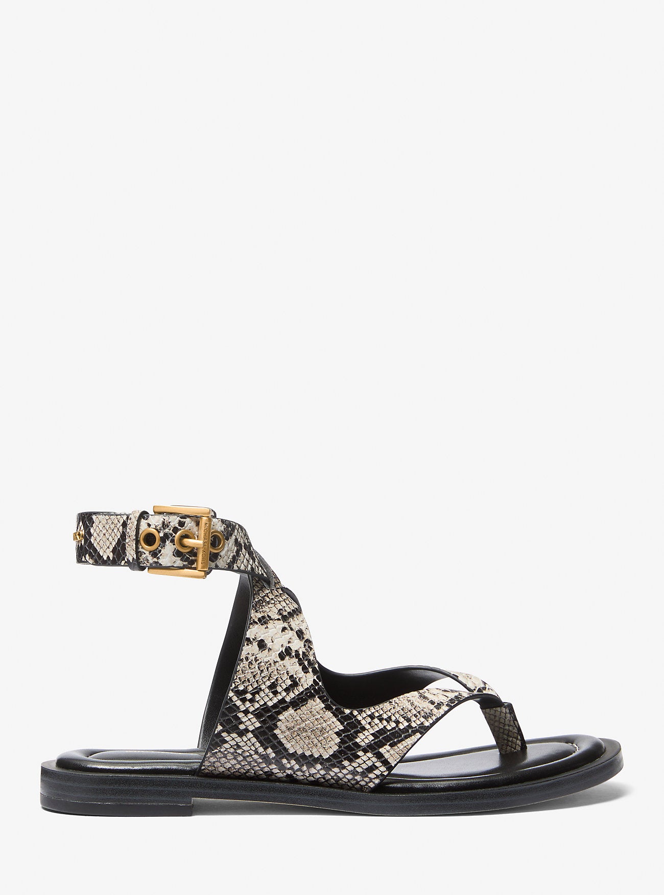 Irene Snake Embossed Leather Wrap Sandal NATURAL