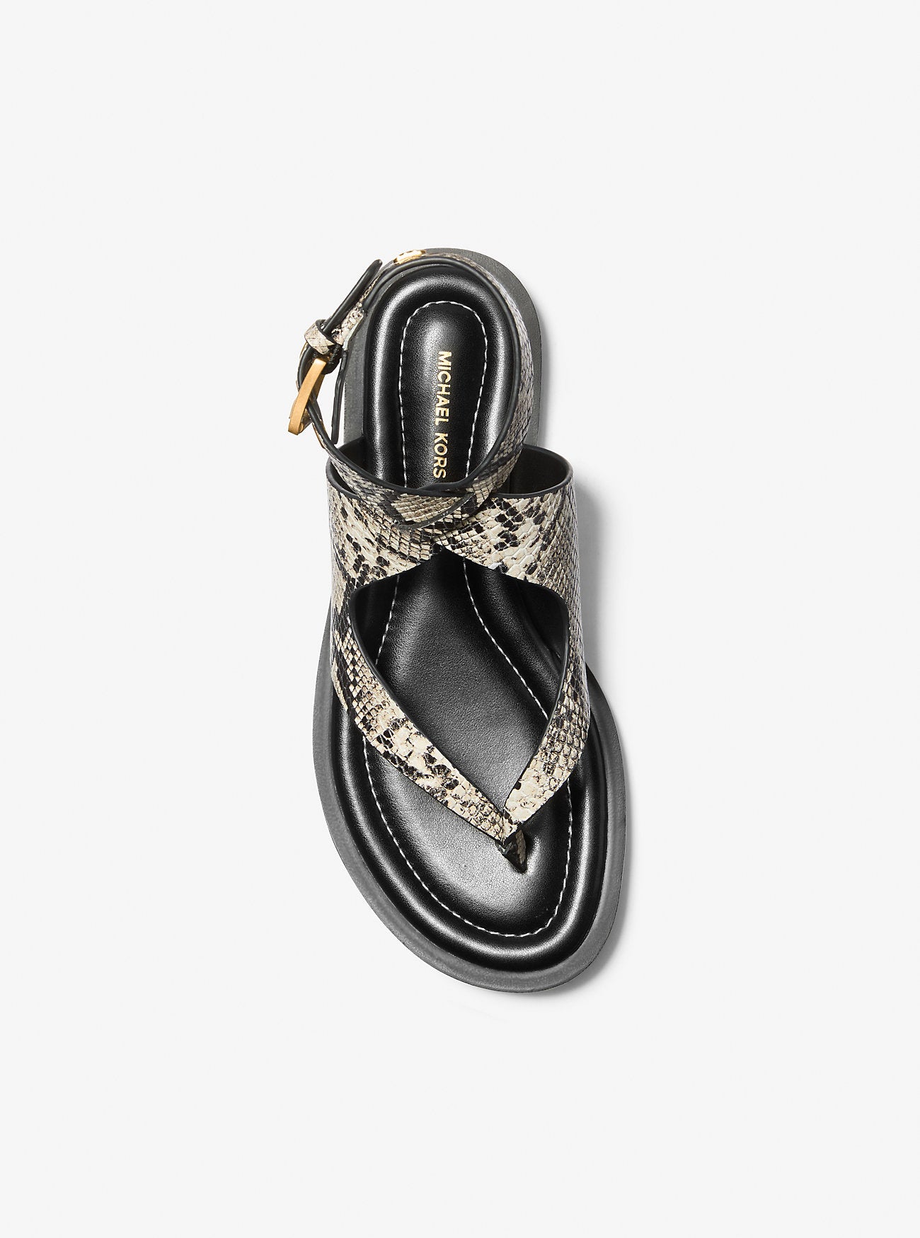 Irene Snake Embossed Leather Wrap Sandal NATURAL