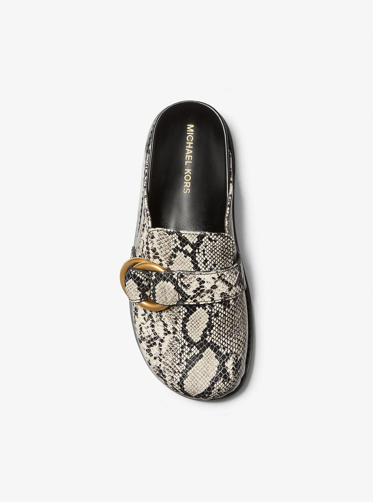 Jaden Snake Embossed Leather Clog NATURAL