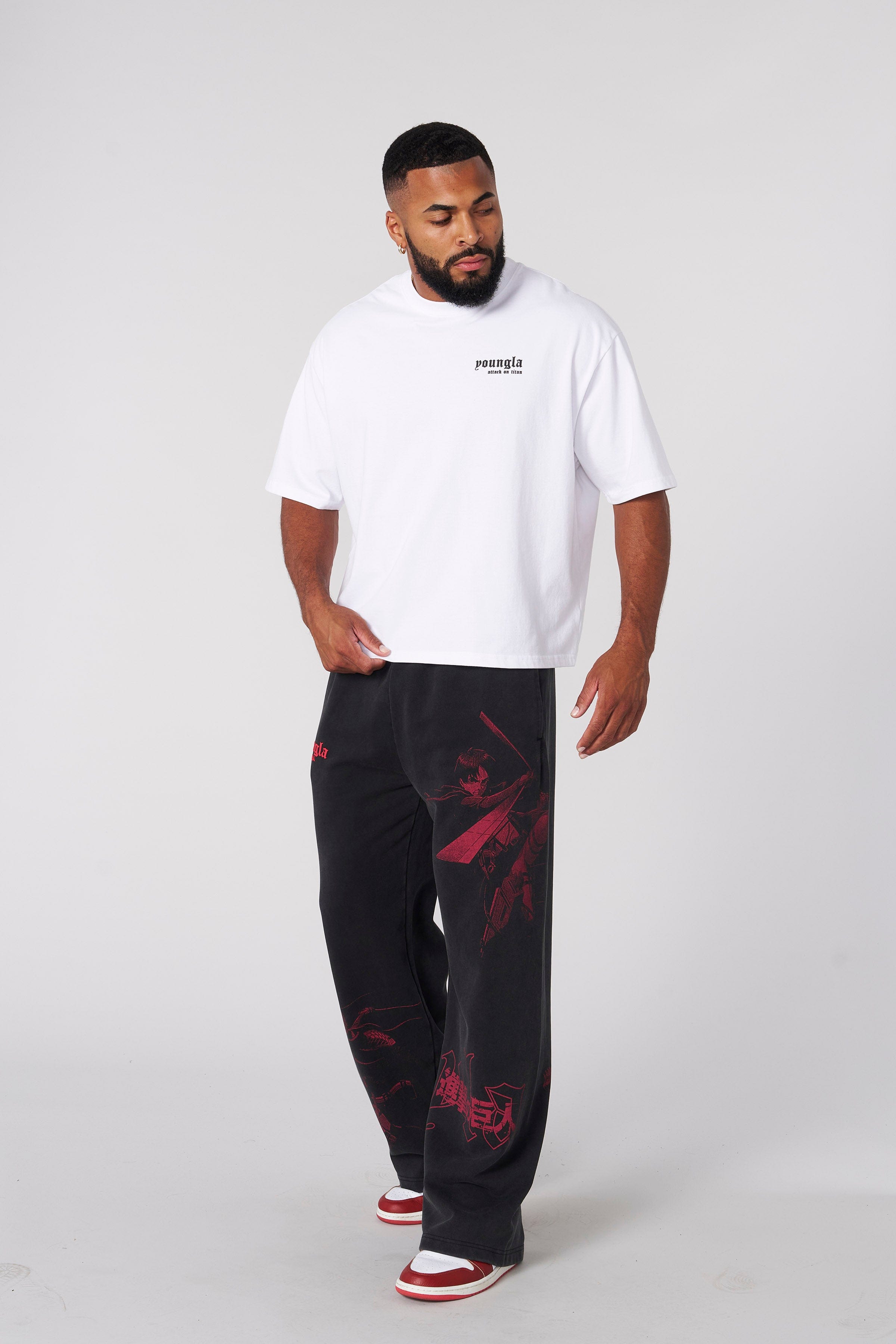 YoungLA 4186 - AOT© x YLA Cropped Tees 'First Battle White'
