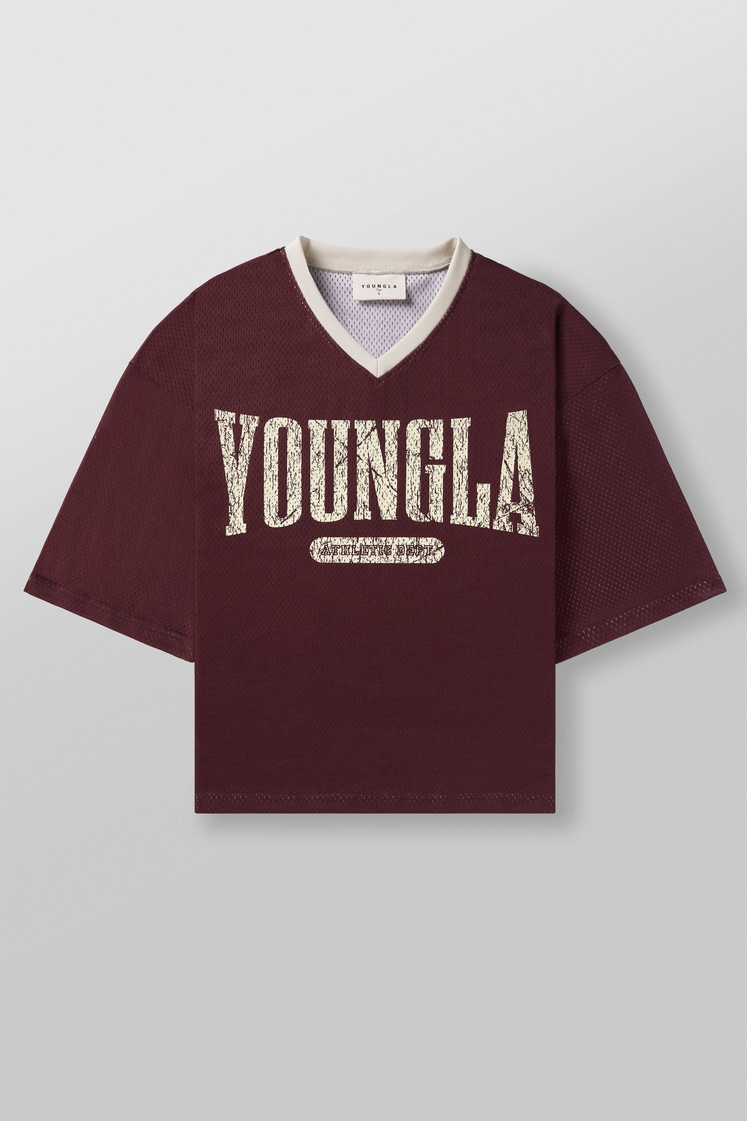 YoungLA 4187 - Varsity Football Cropped Jersey 'Burgundy'