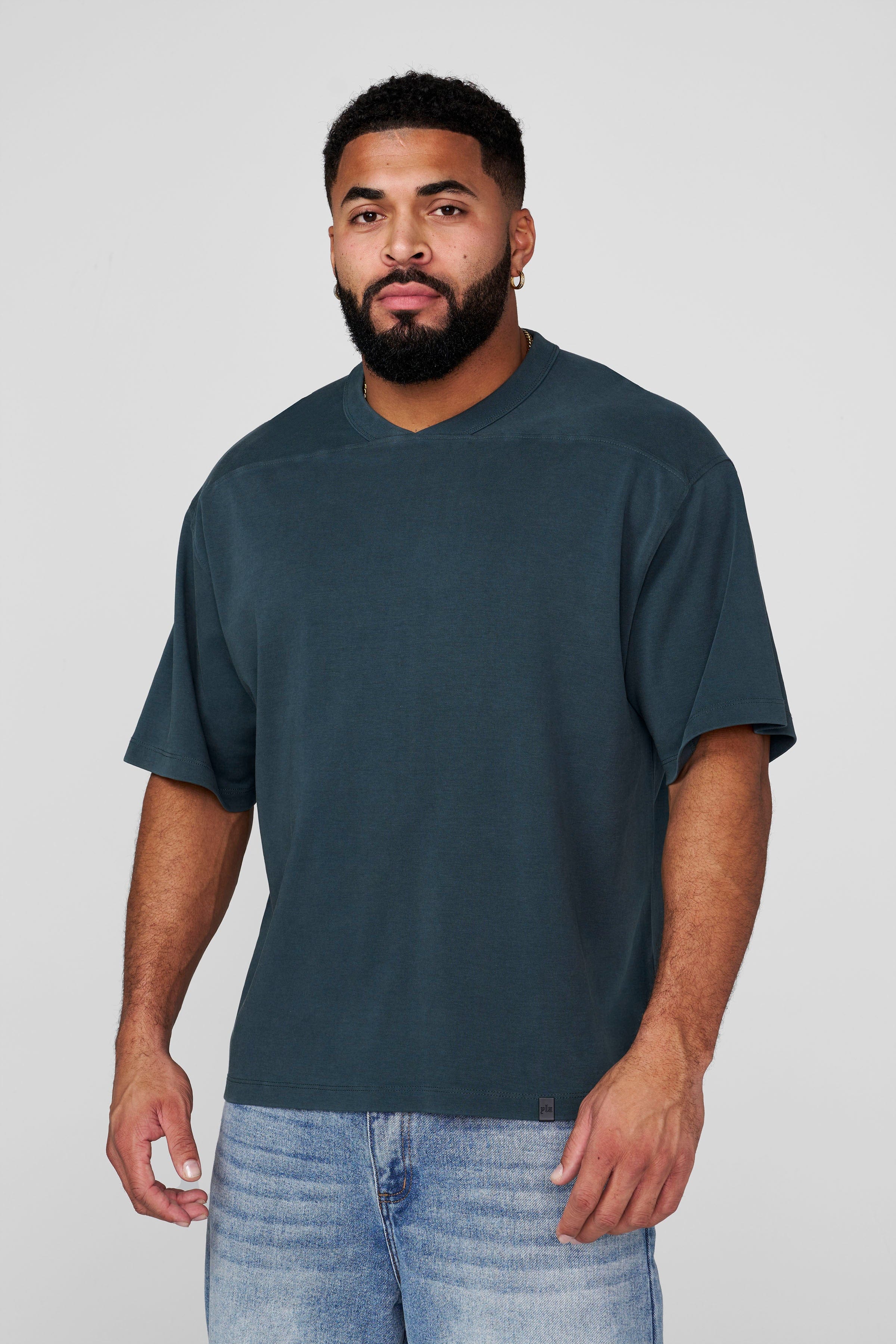 YoungLA 4196 - V-Neck Soft Tees 'Teal Wash'