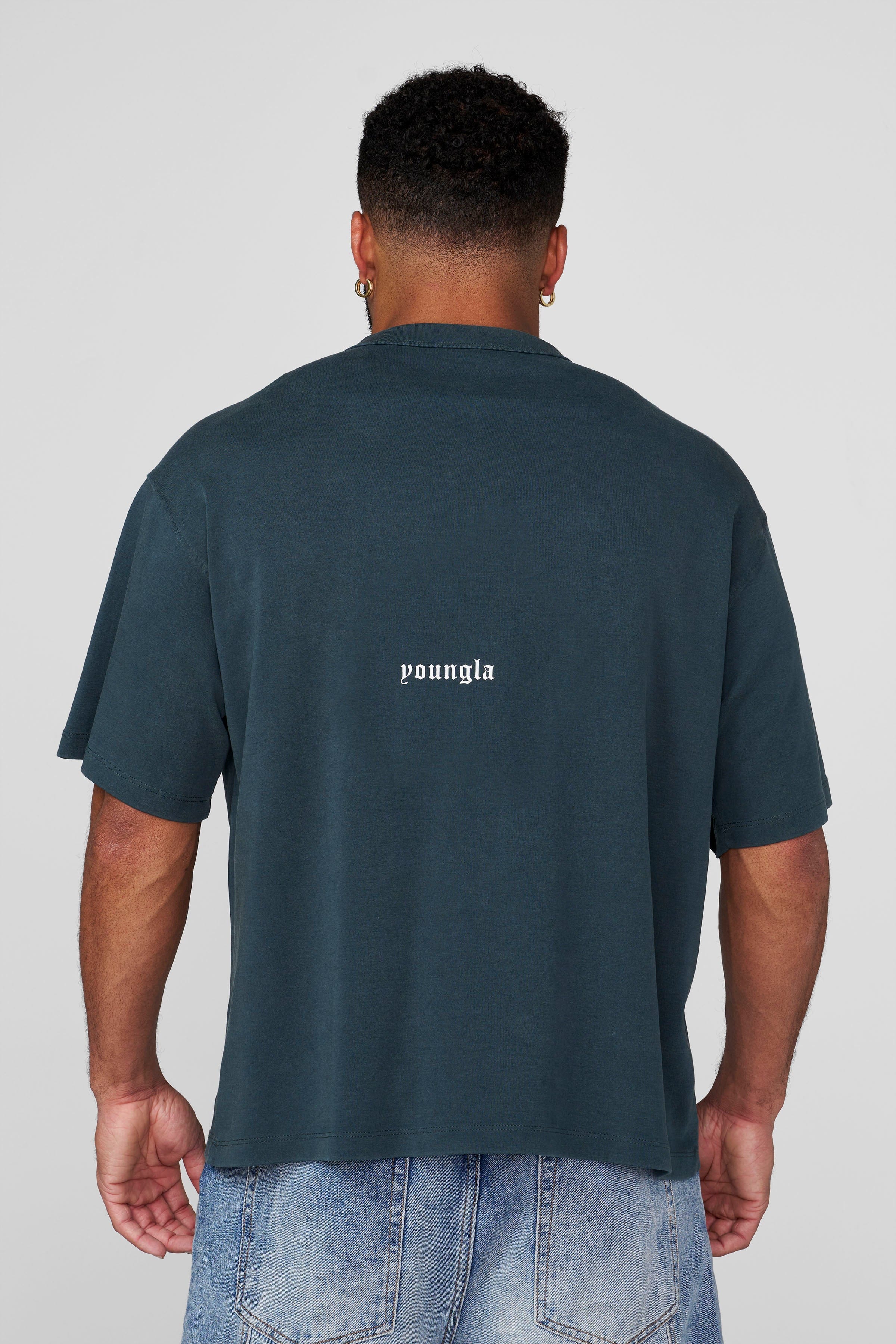 YoungLA 4196 - V-Neck Soft Tees 'Teal Wash'