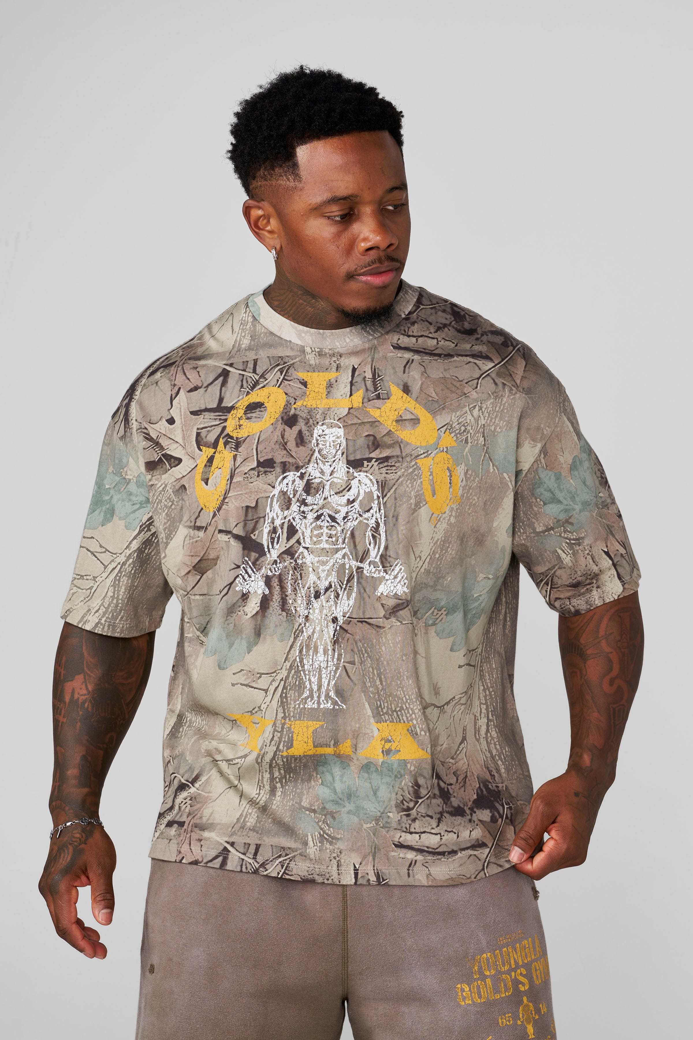 YoungLA 4213 - Gold's Iron Legacy Icon Tees 'Beige Tree Camo'