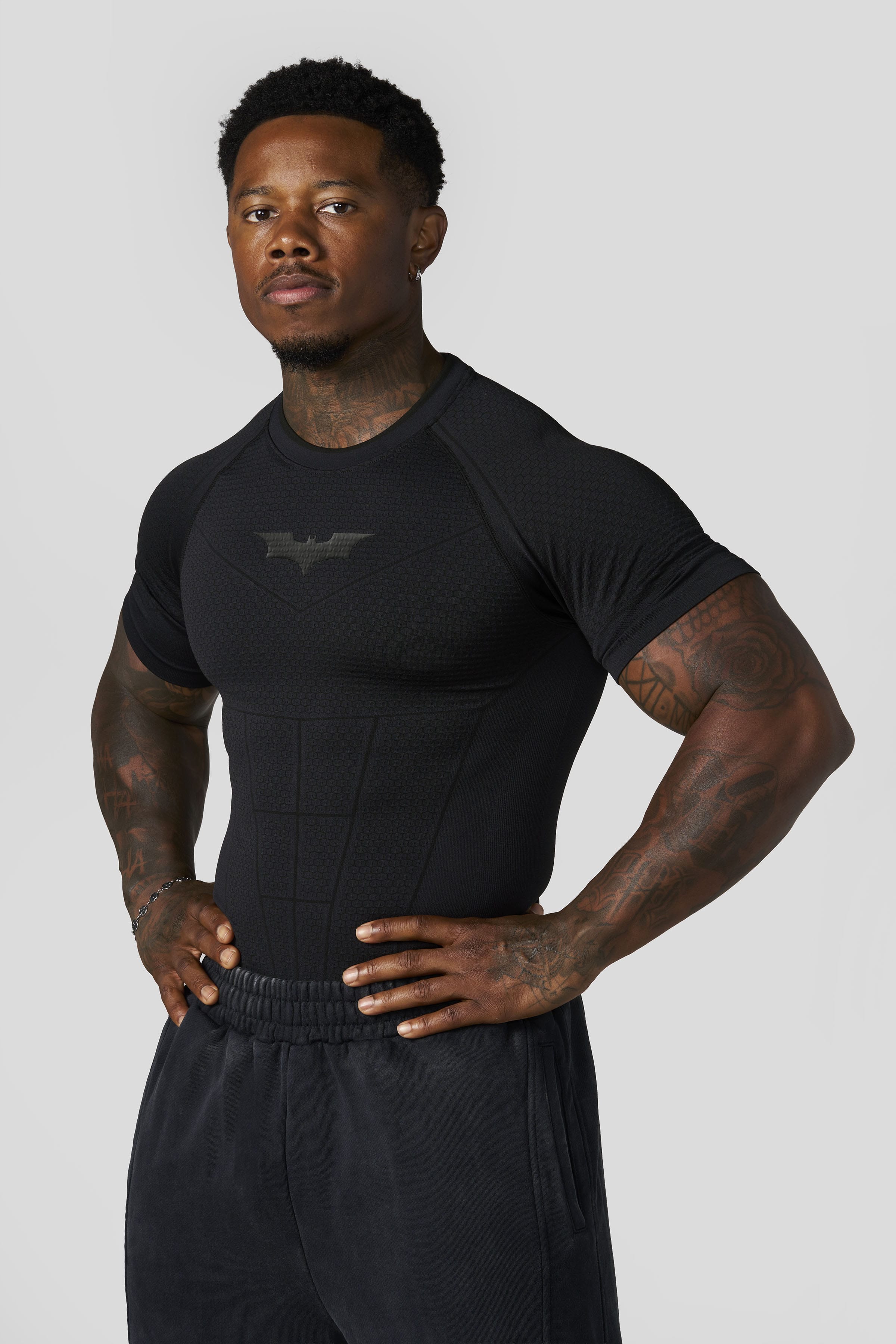 YoungLA 4259 - Batman Compression Tees 'All Black'