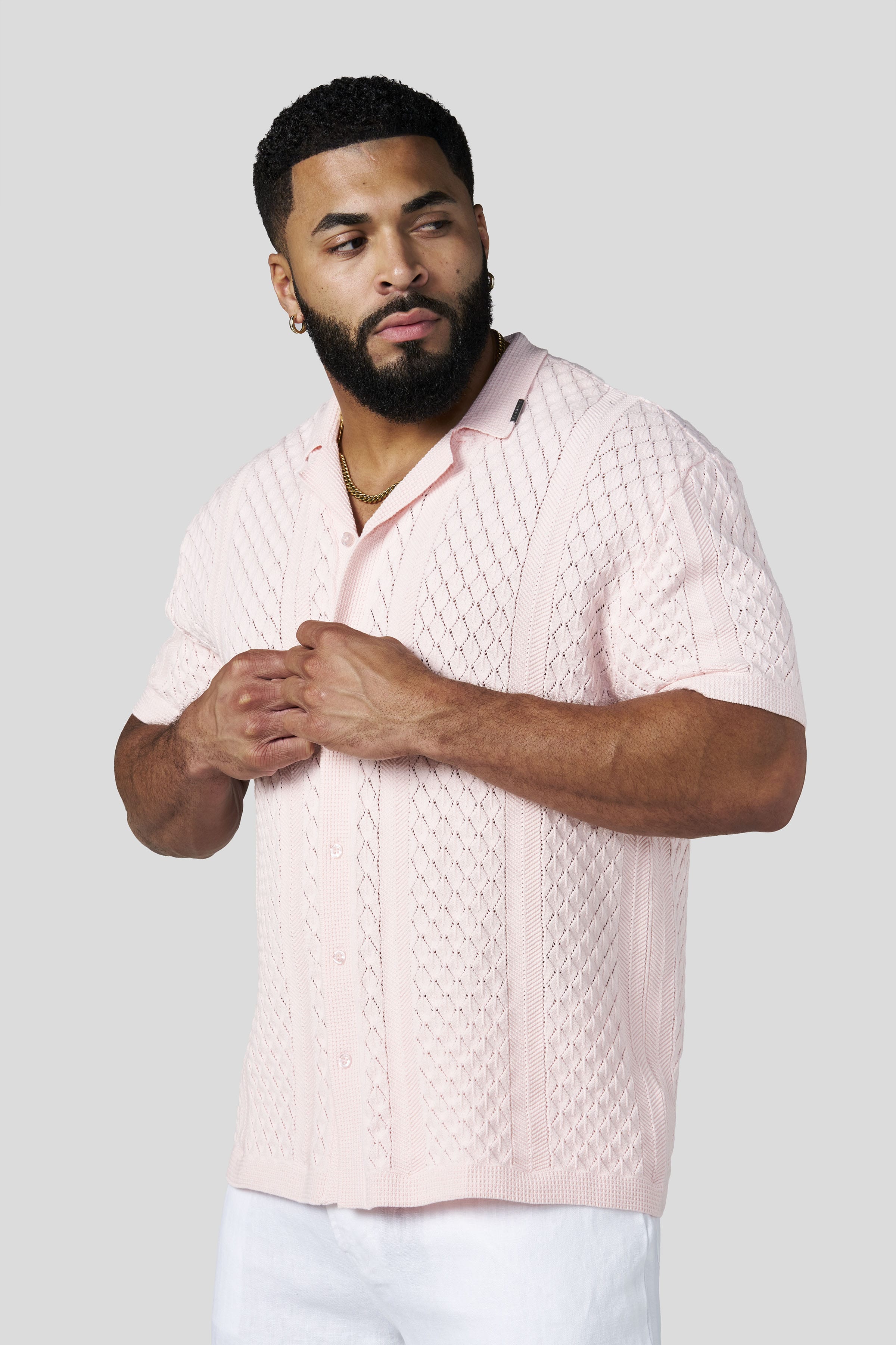Young La 4335 - Monte Carlo Knit Button-Ups 'Pink'