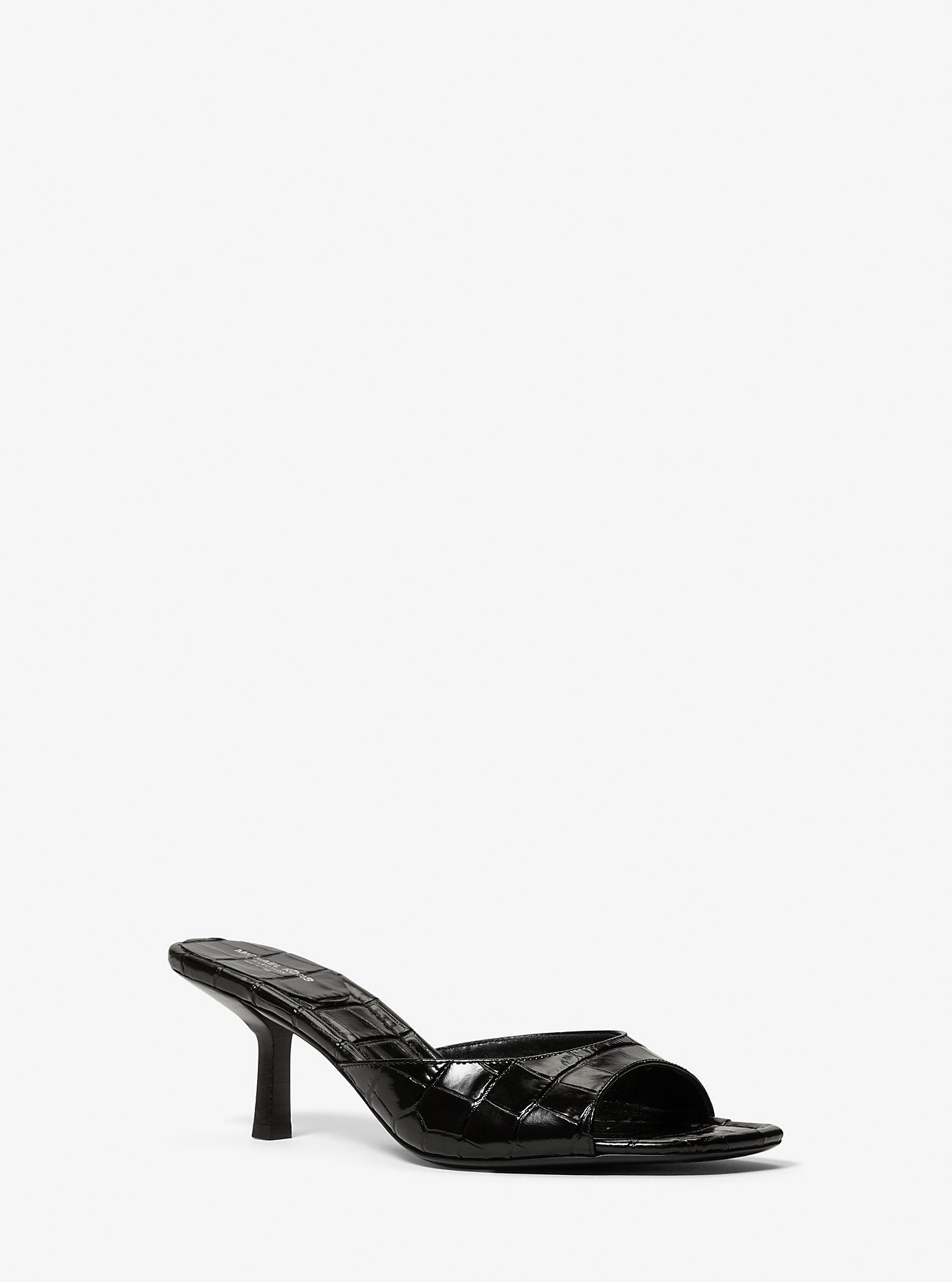 Anita Crocodile Embossed Leather Sandal BLACK