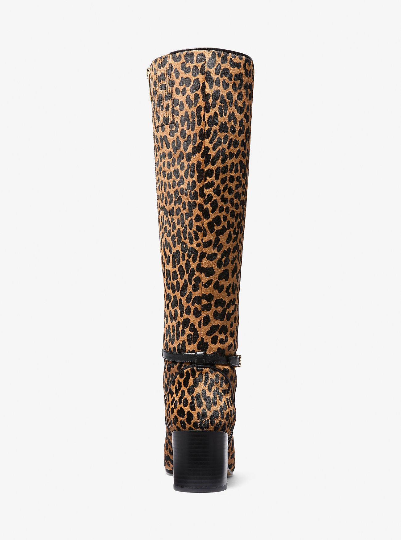 Ella Leopard Print Calf Hair Wide Calf Block Heel Boot DEER MULTI