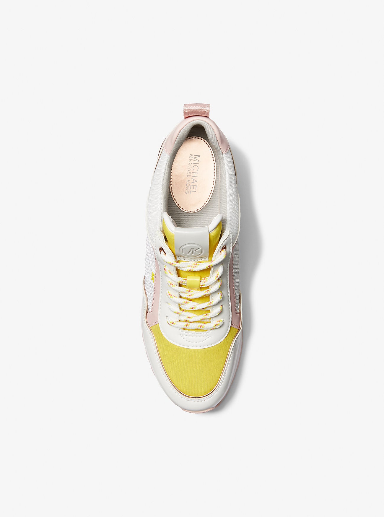 Maddy Color-Block Mixed-Media Trainer OPTIC WHITE