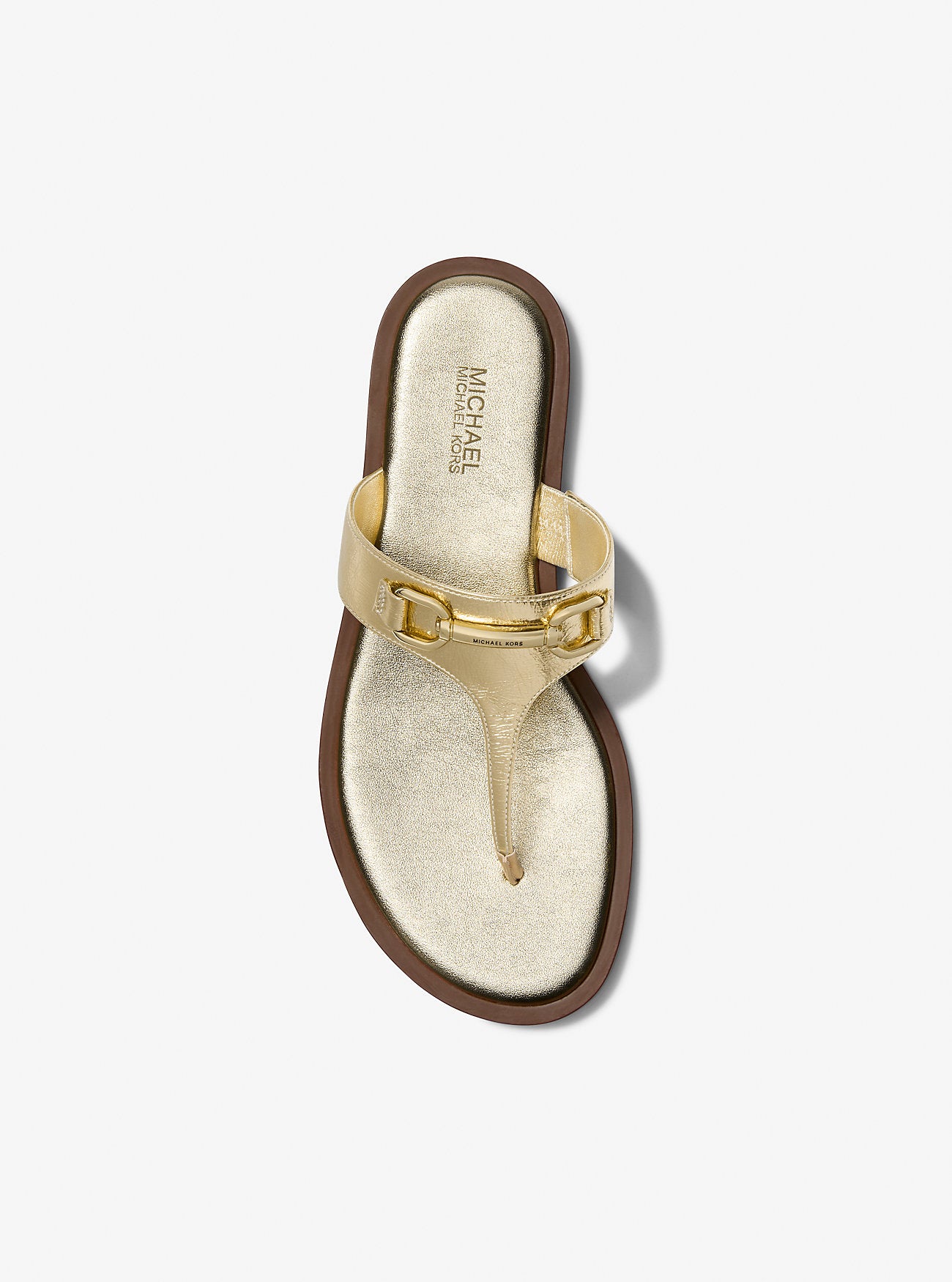 Carson Crackled Metallic Leather Sandal PALE GOLD