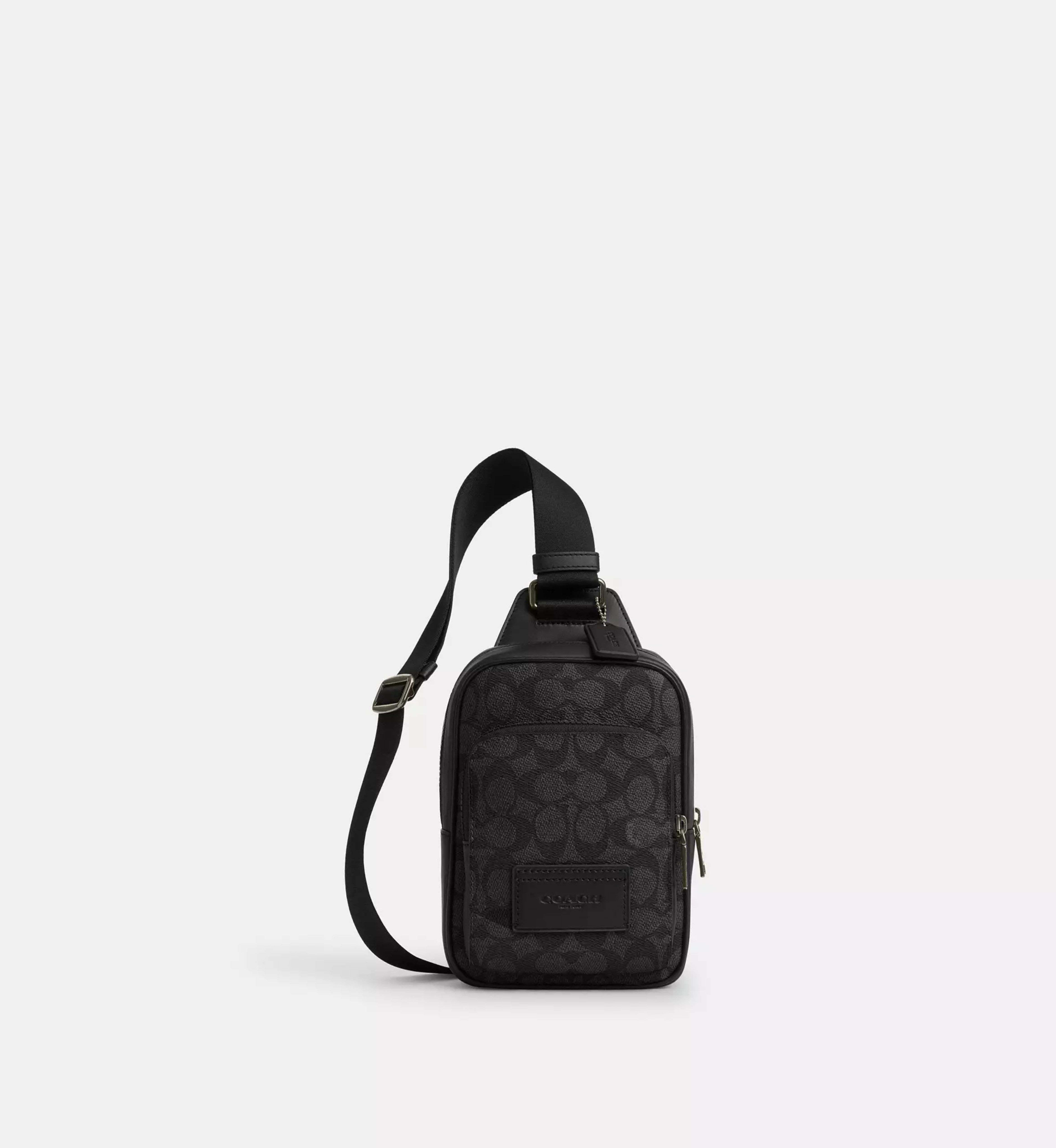 Coach Racer Sling Pack In Signature Canvas 'Signature Canvas Gunmetal Charcoal Black'