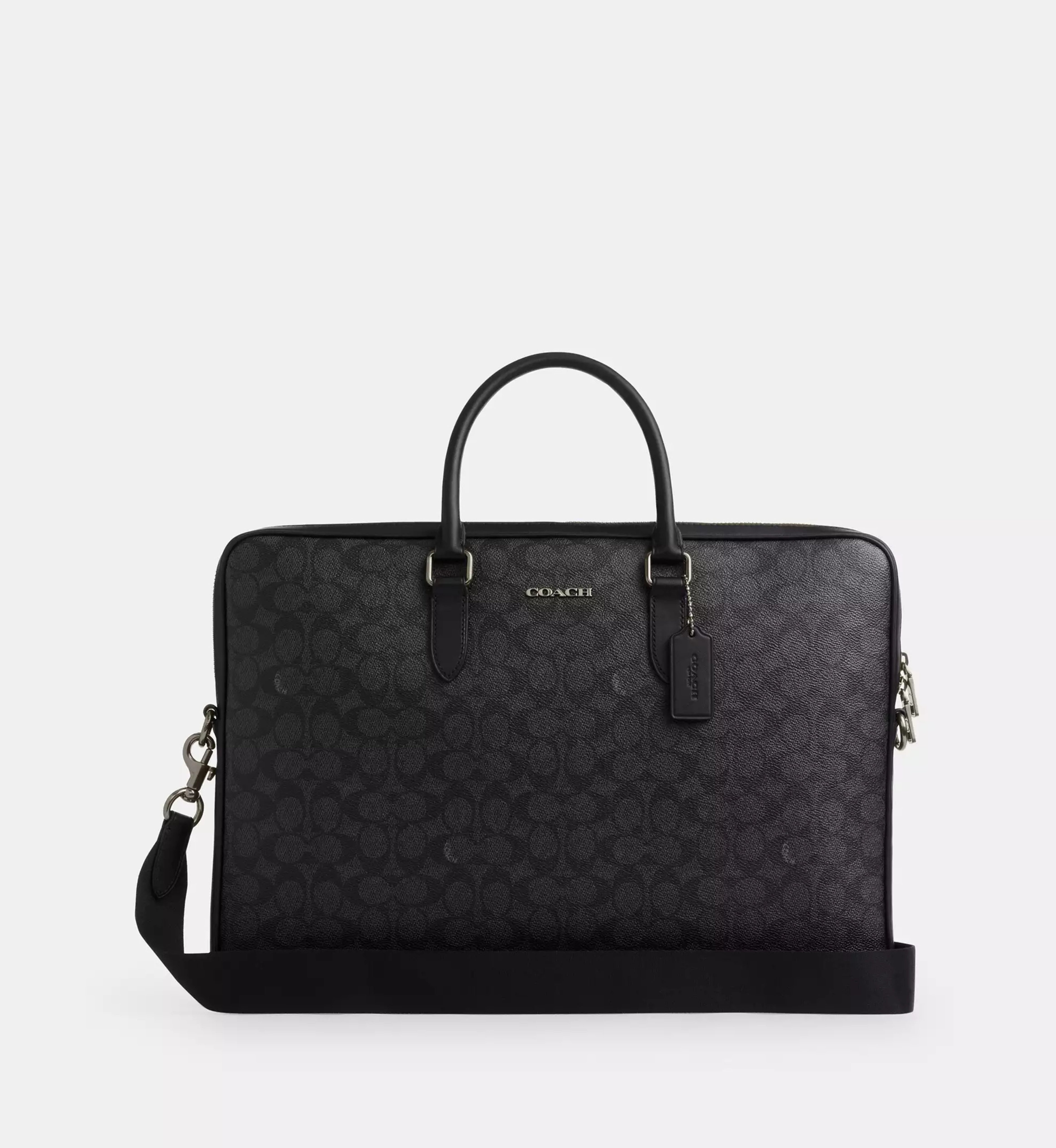 Coach Ethan Large Brief In Signature Canvas 'Signature Canvas Gunmetal Charcoal Black'