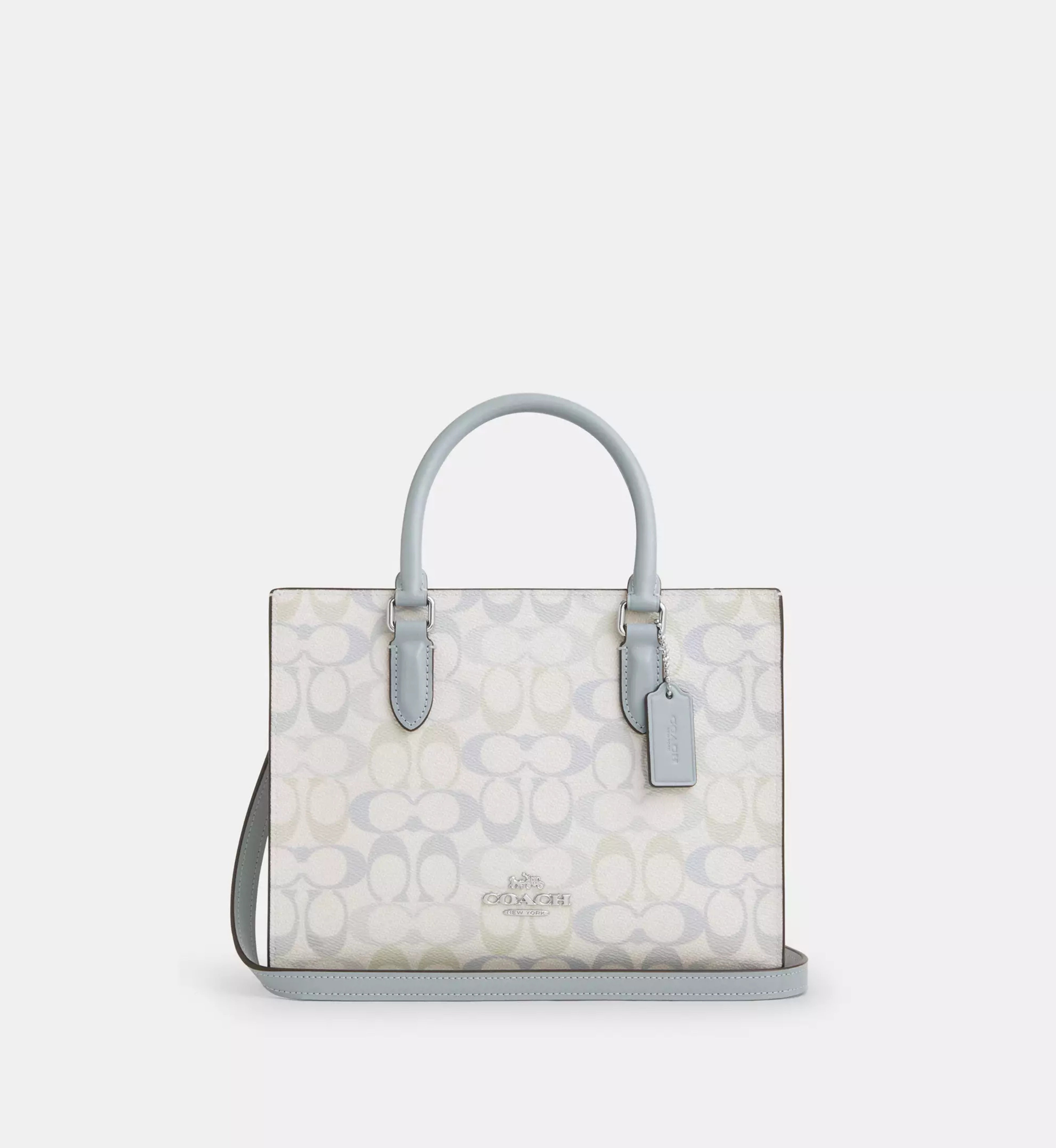 Coach Maggie Small Tote Bag In Pretty Signature Canvas 'Signature Canvas Silver Chalk Blue'