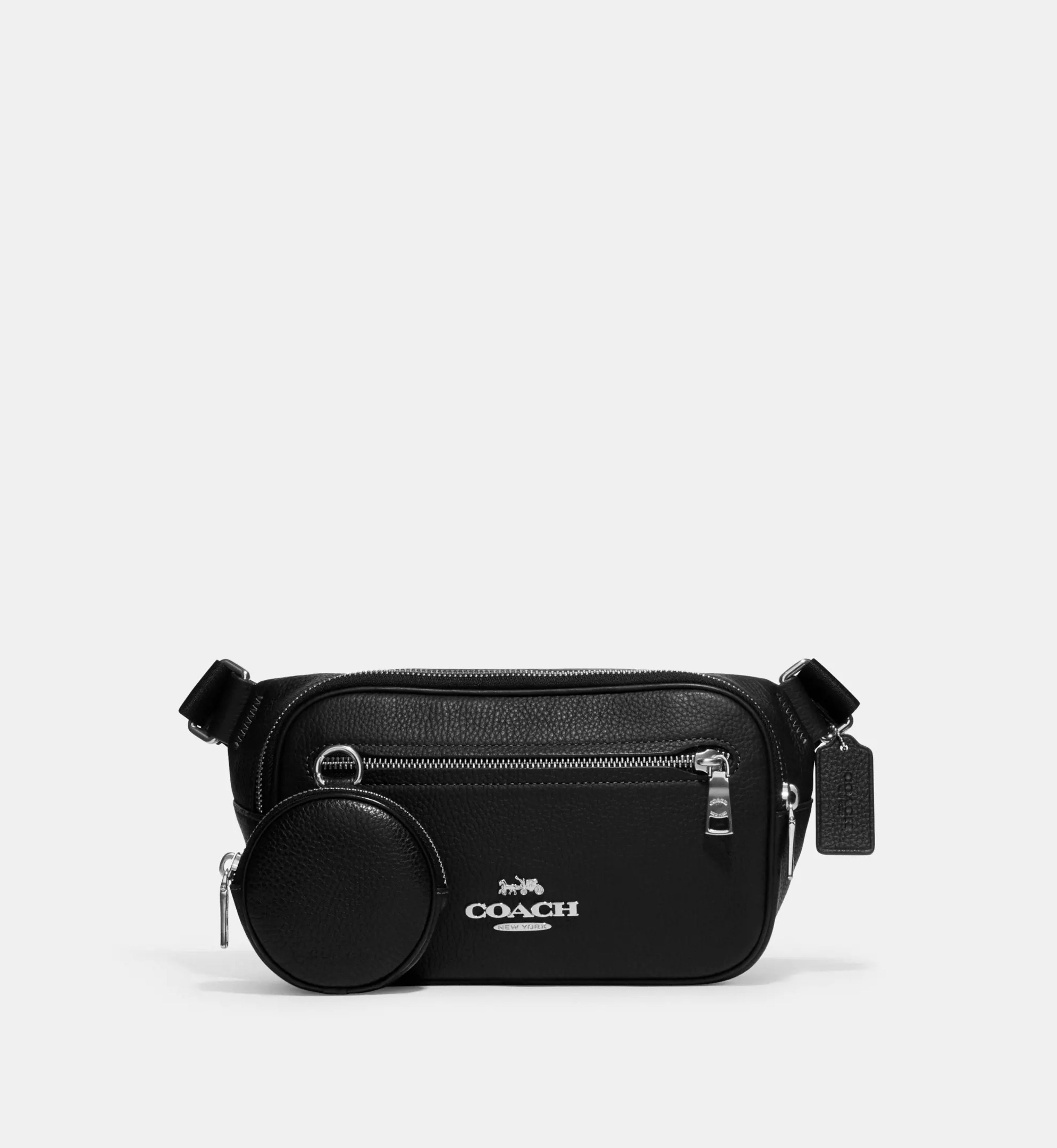 Coach Elias Belt Bag 'Pebbled Leather Silver Black'