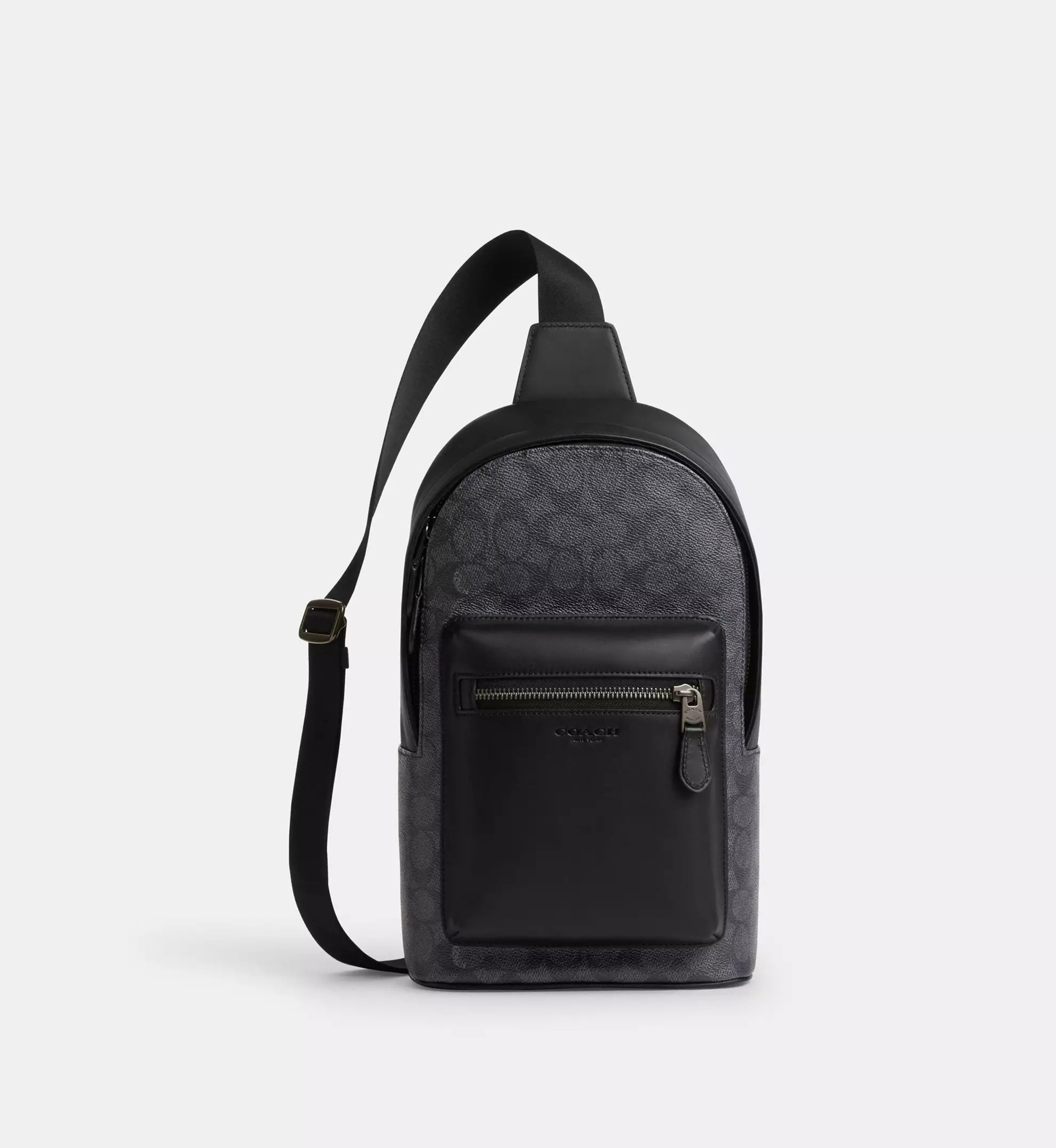 Coach West Pack In Signature Canvas 'Signature Canvas Gunmetal Charcoal Black'