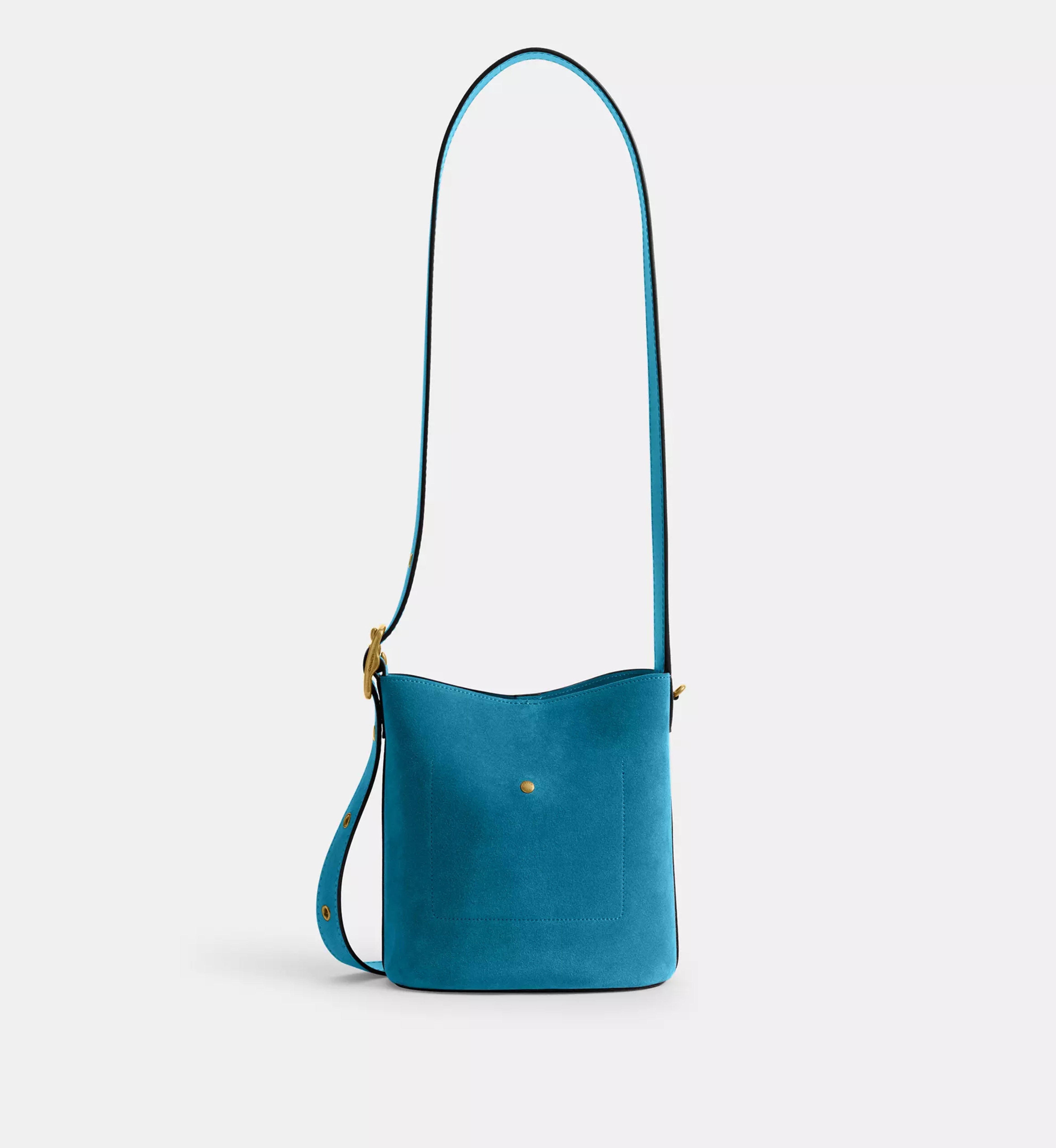 Coach Bleecker Bucket Bag 21 'Suede Dark Brass Sea Blue'