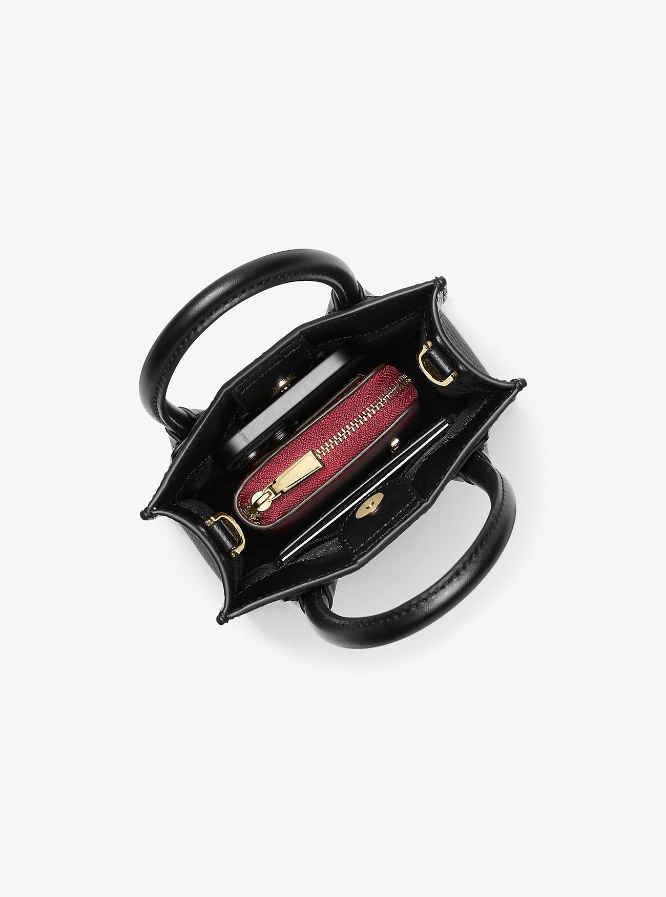 Michael Kors Mercer Extra-Small Pebbled Leather Crossbody Bag Black