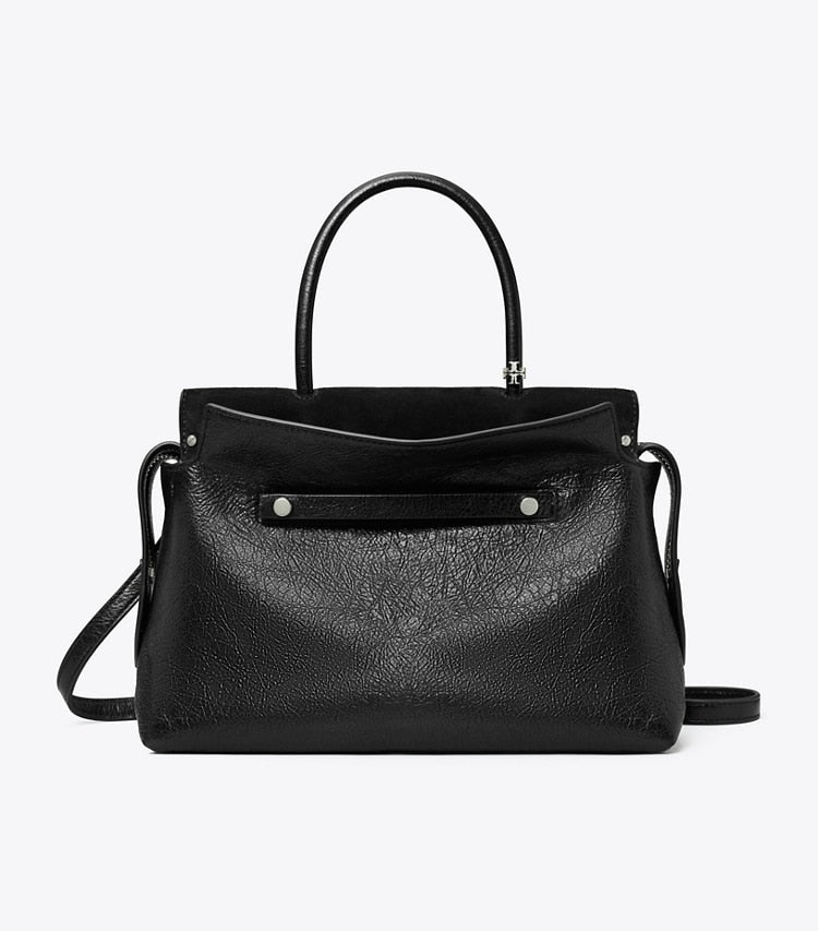 Tory Burch Mercer Distressed Satchel Black