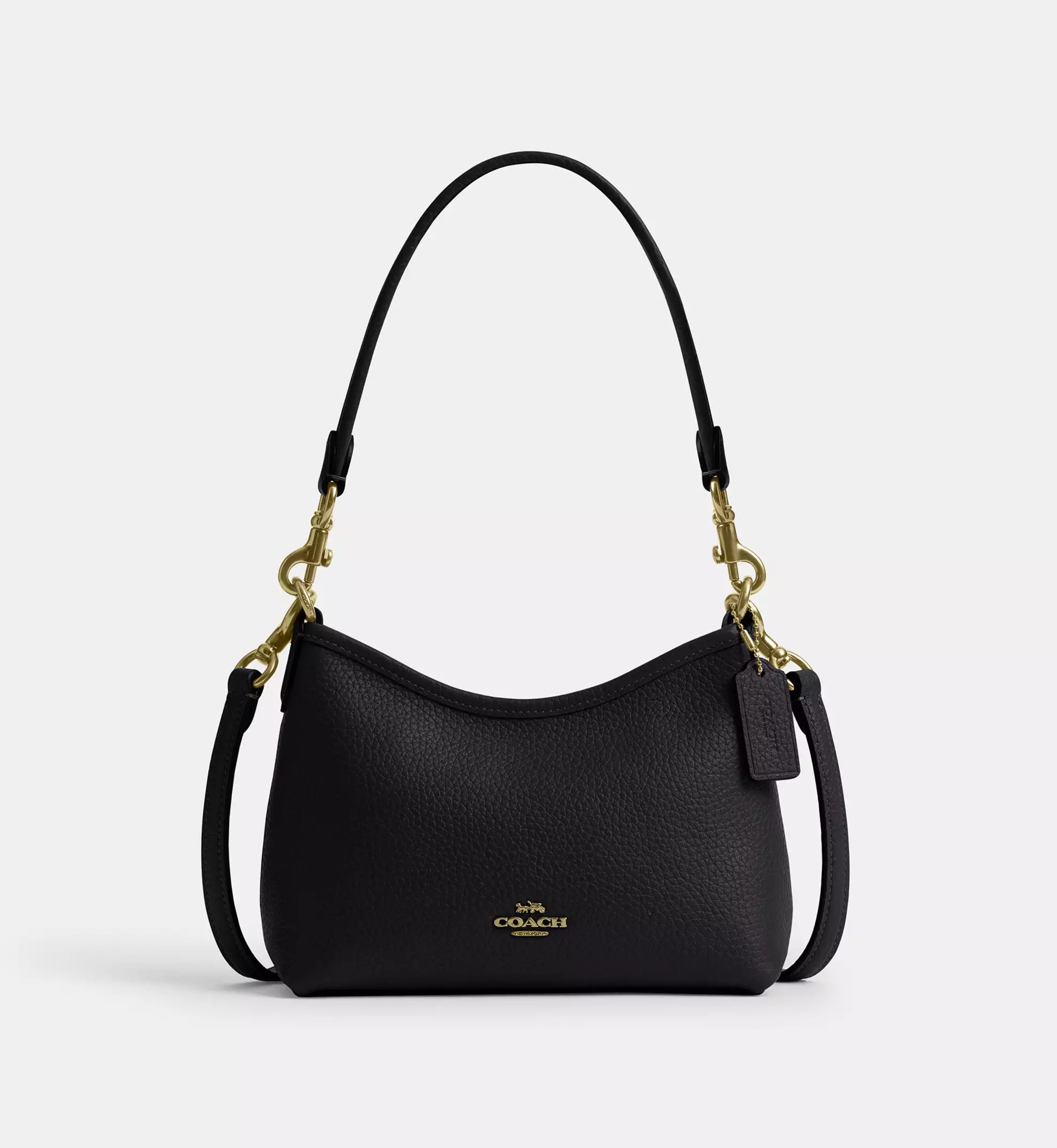 Coach Laurel Small Shoulder Bag 'Pebbled Leather Gold Black'