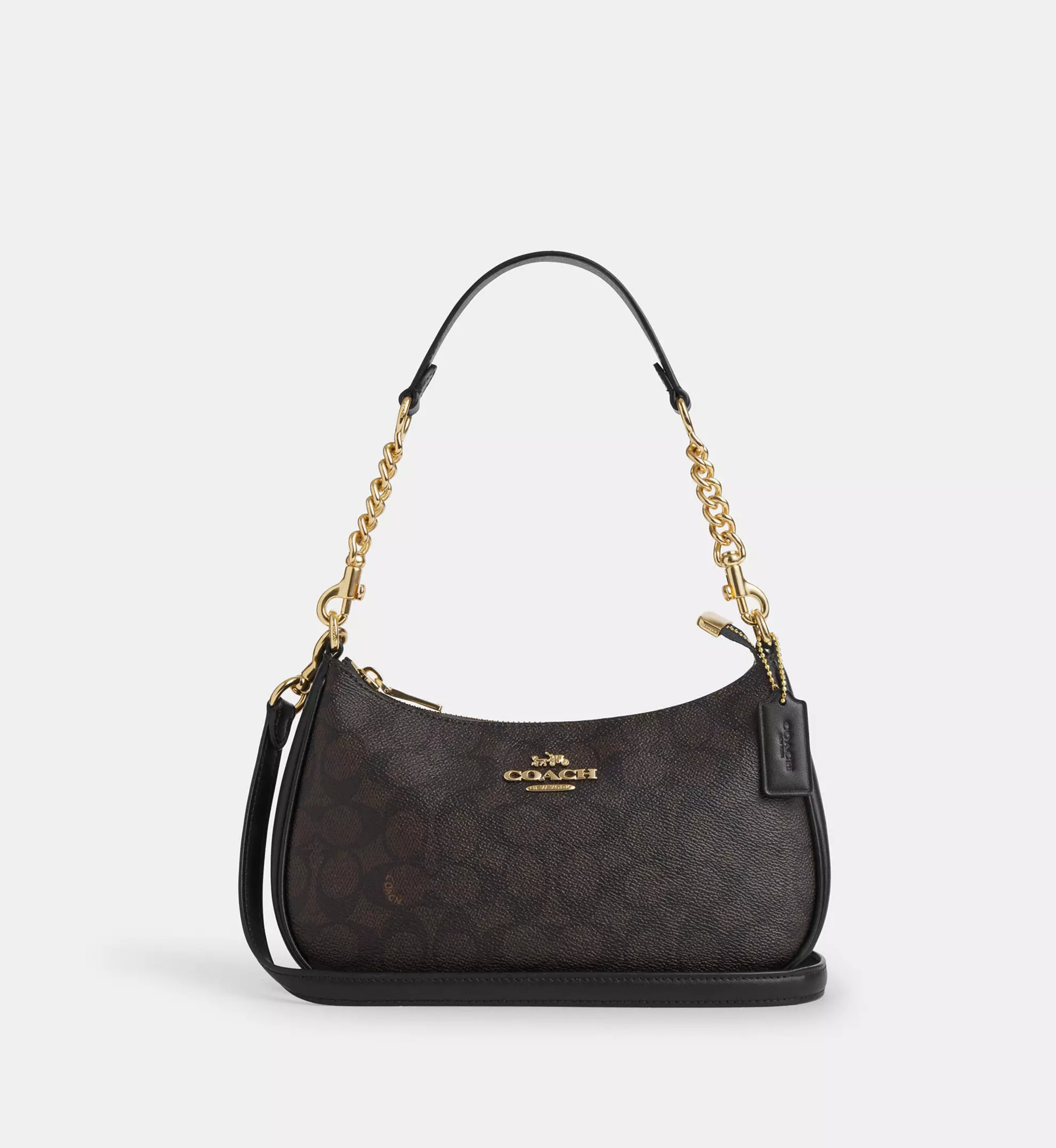 Coach Teri Shoulder Bag In Signature Canvas 'Signature Canvas Gold Walnut Black'