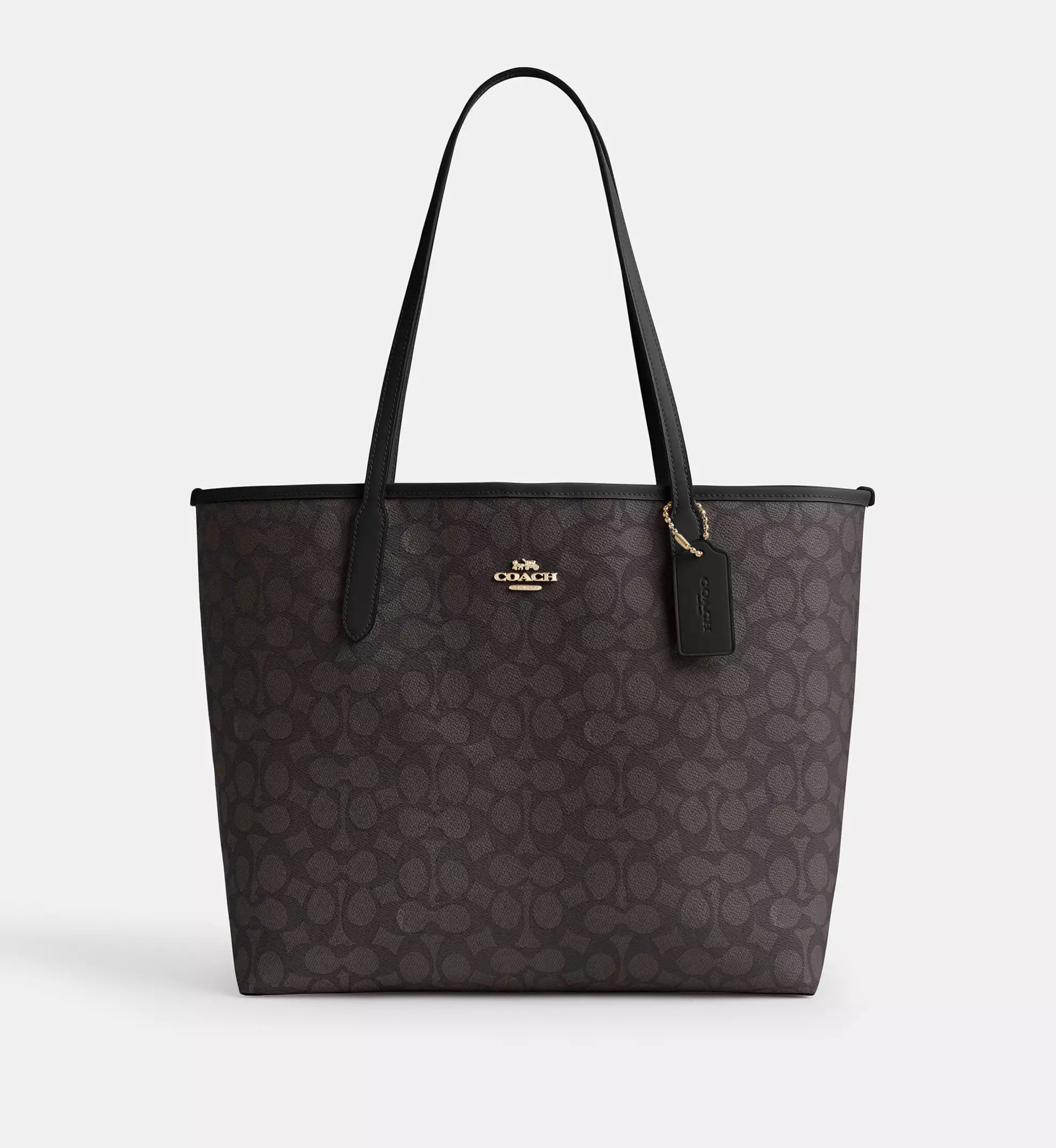 Coach City Tote Bag In Signature Canvas 'Signature Canvas Gold Walnut Black'