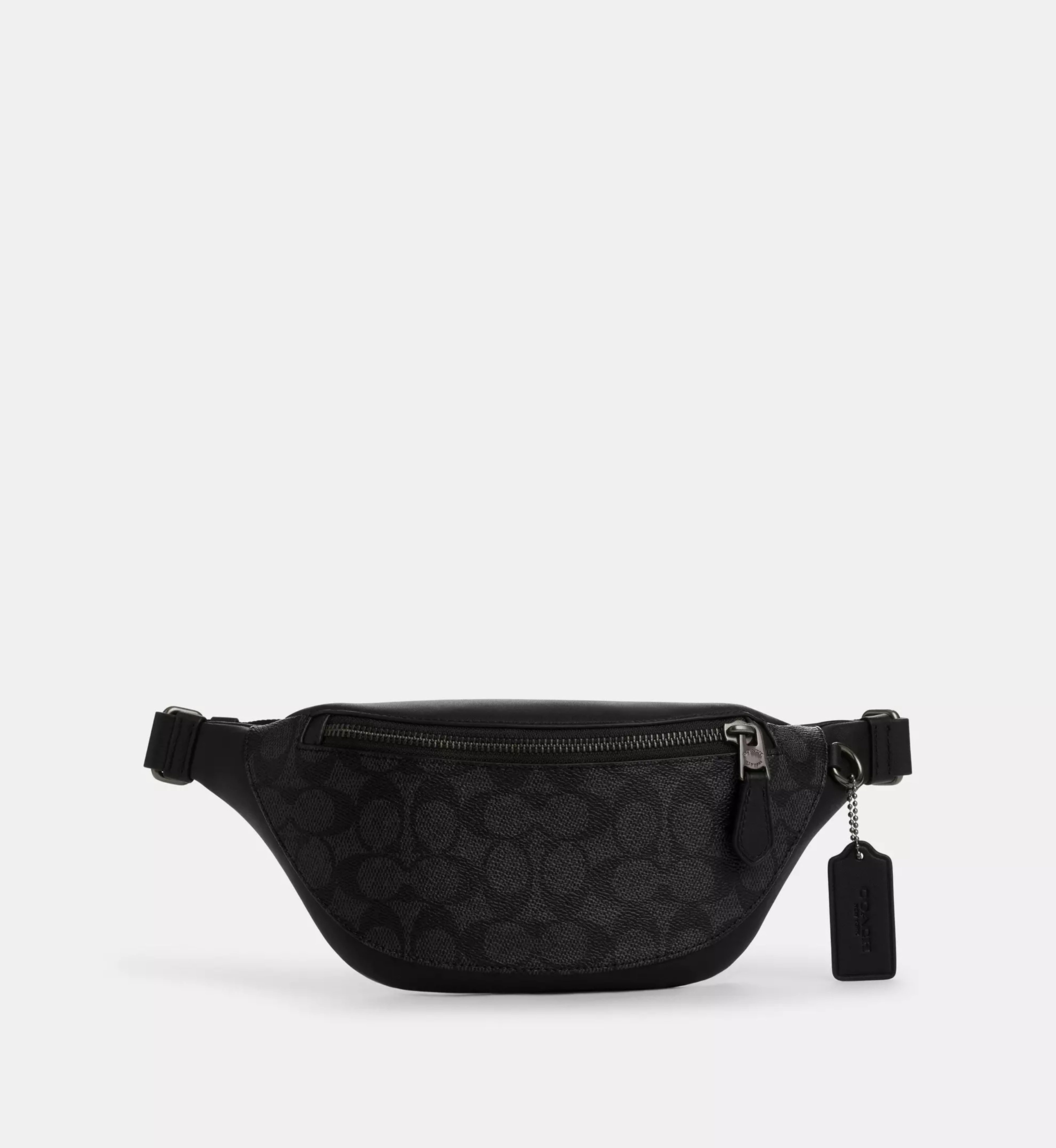 Coach Warren Mini Belt Bag In Signature Canvas 'Signature Canvas Gunmetal Charcoal Black'