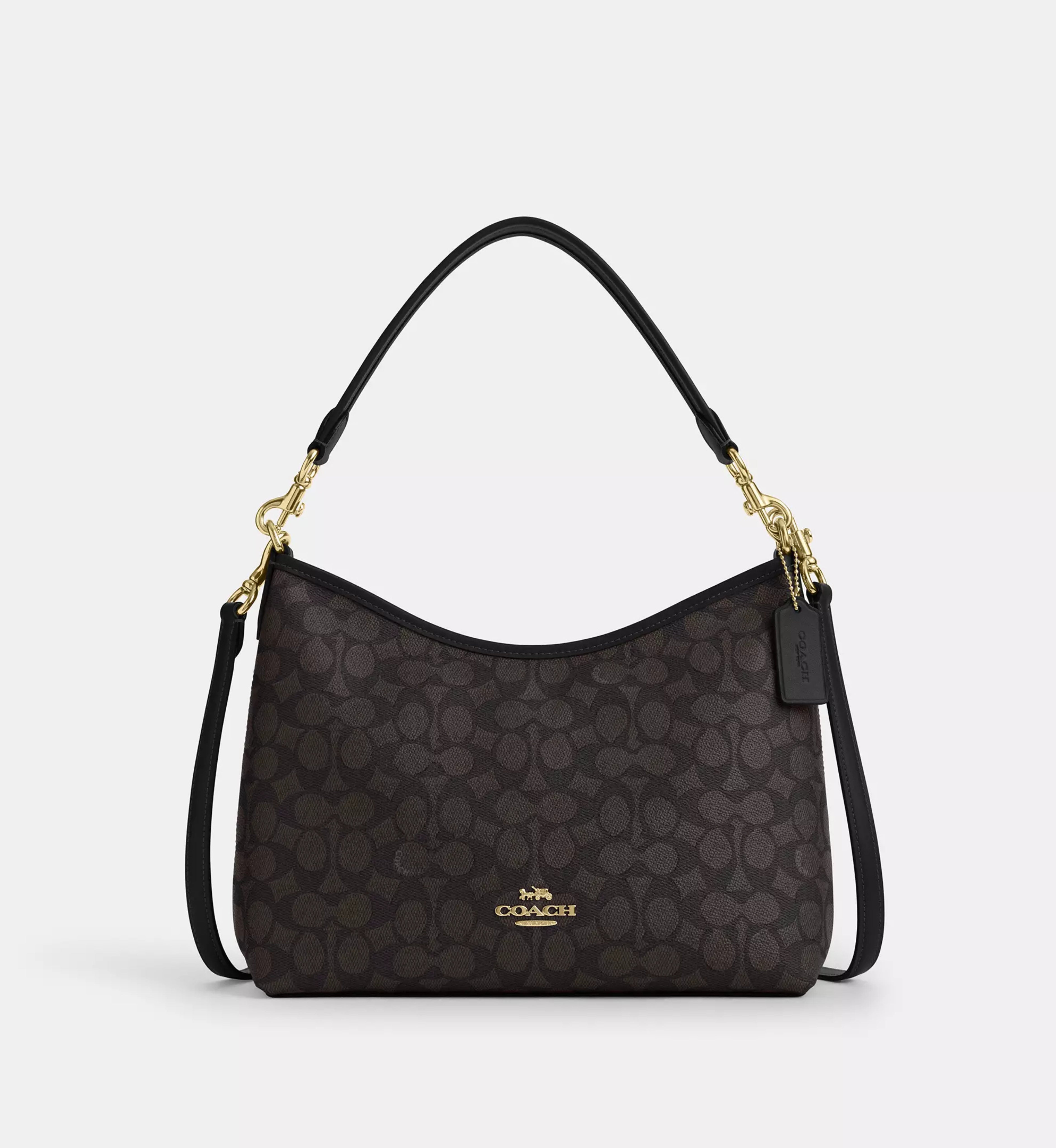 Coach Laurel Shoulder Bag In Signature Canvas 'Signature Canvas Gold Walnut Black'