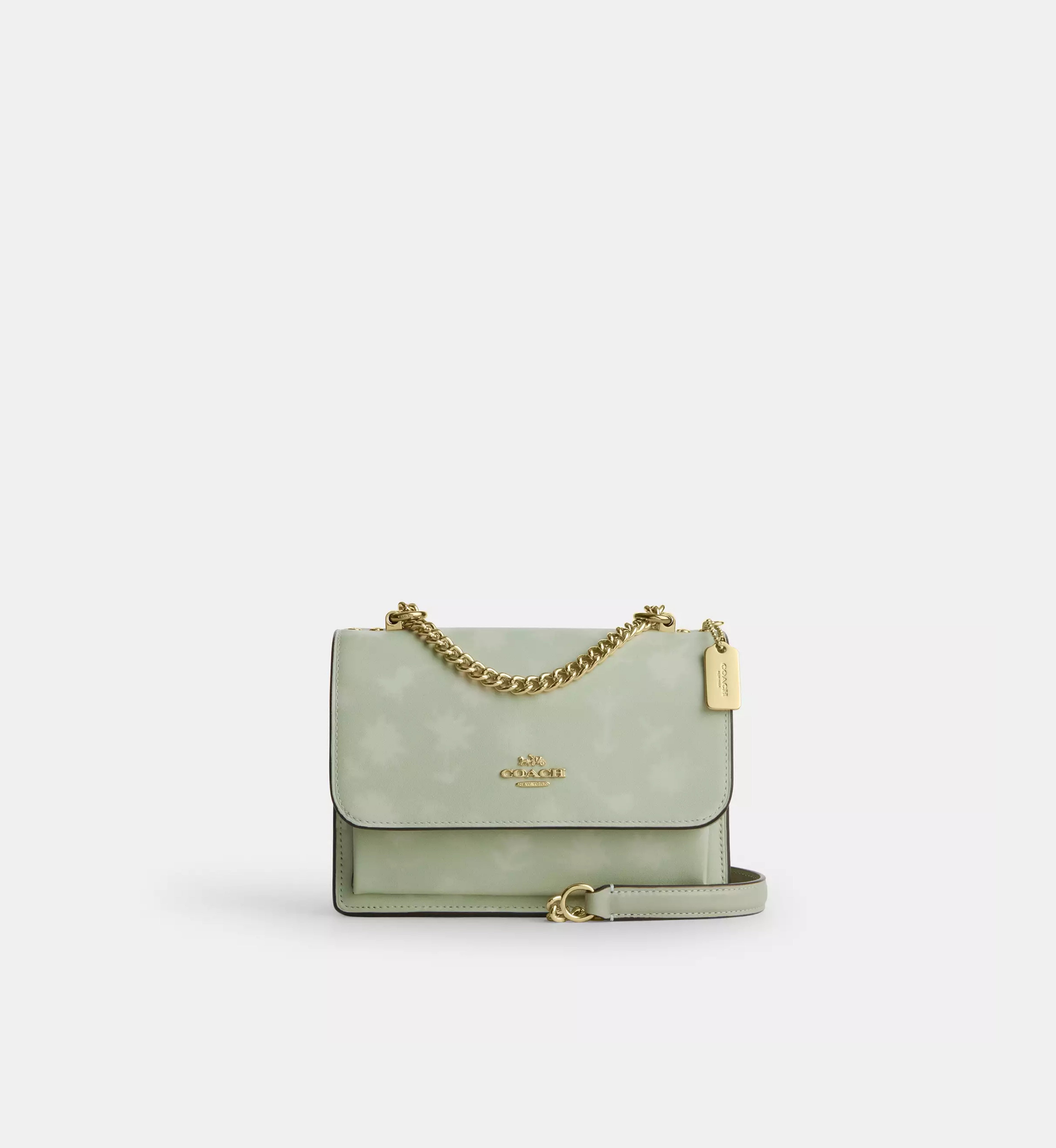 Coach Mini Klare Crossbody Bag With Floral Print 'Pebbled Leather Gold Pale Green'