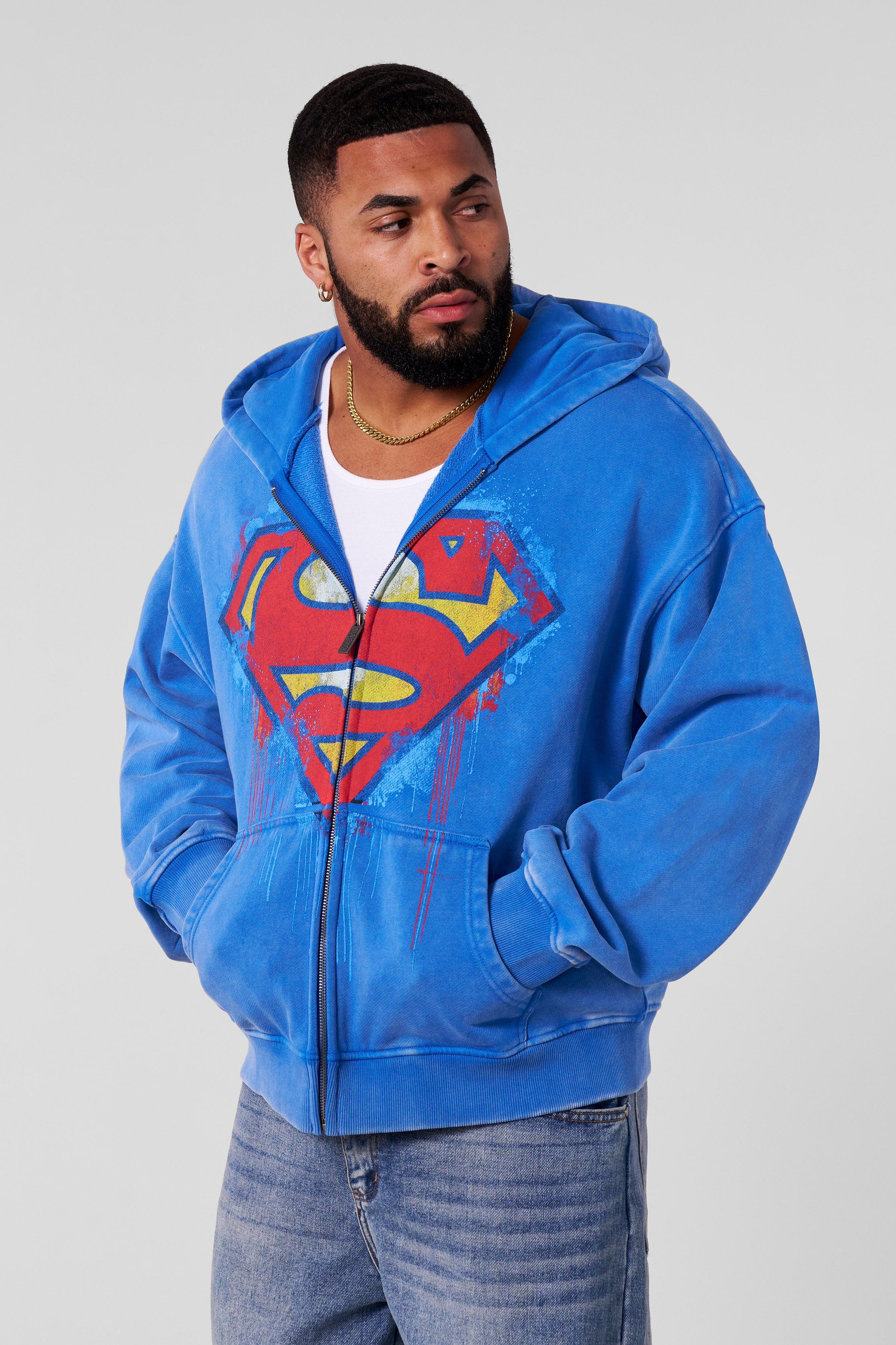 YoungLa 5011 - Superman Drip Zip-Ups 'Blue Wash'