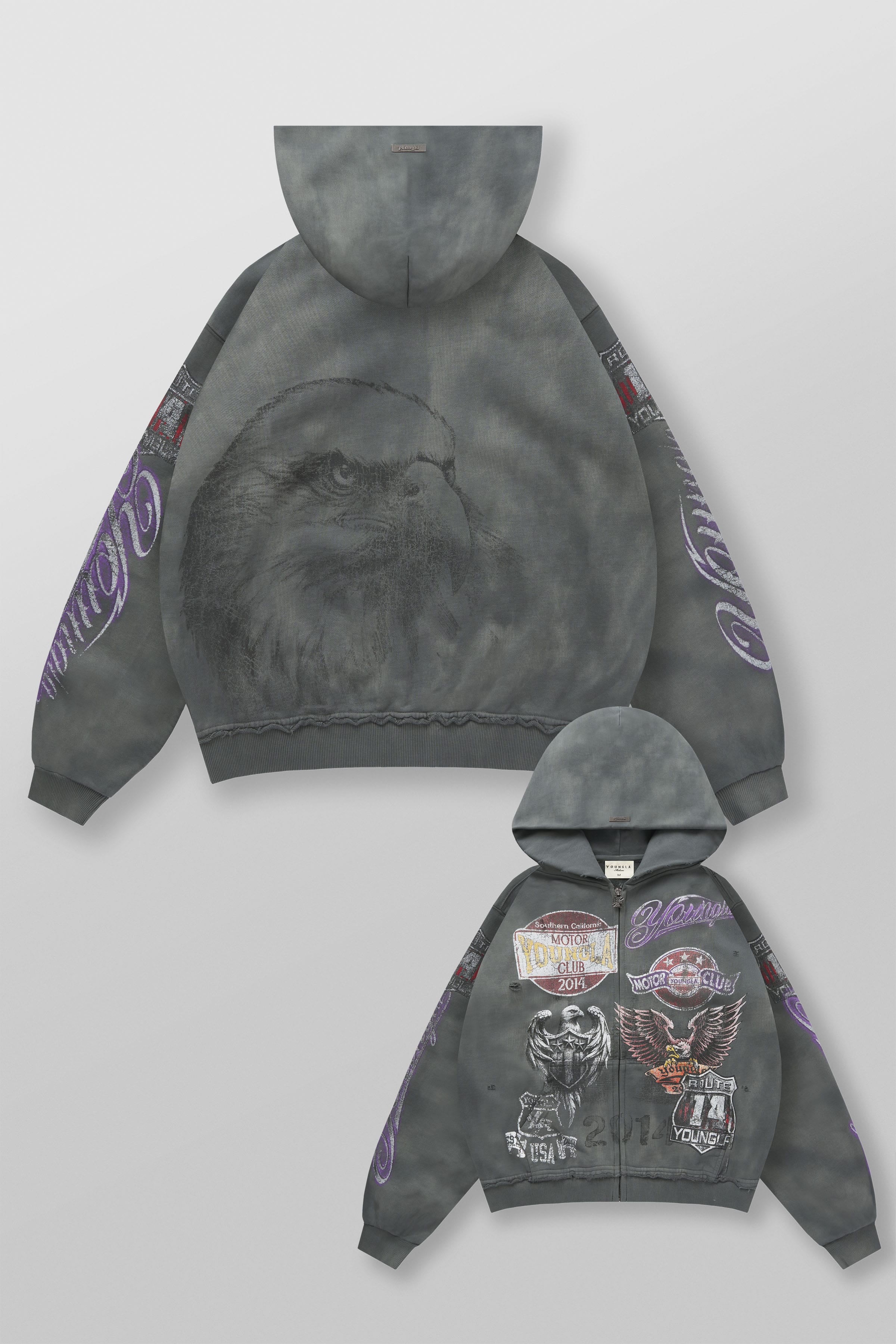 YoungLA 5201 - Moto Zip-Ups ' Charcoal Grey Wash'