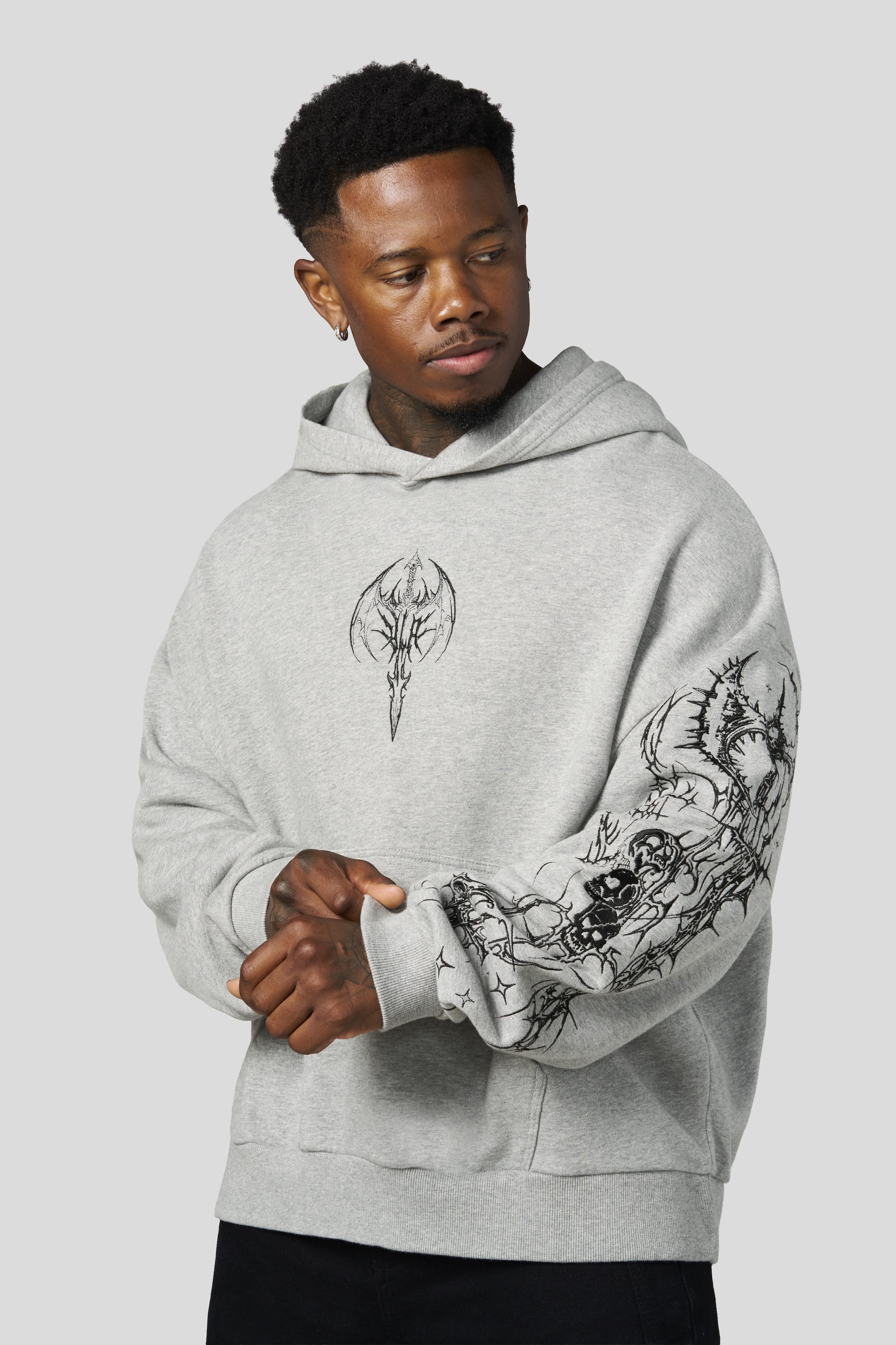 YoungLA 5234 - Sigil Crest Hoodies 'Heather Grey'